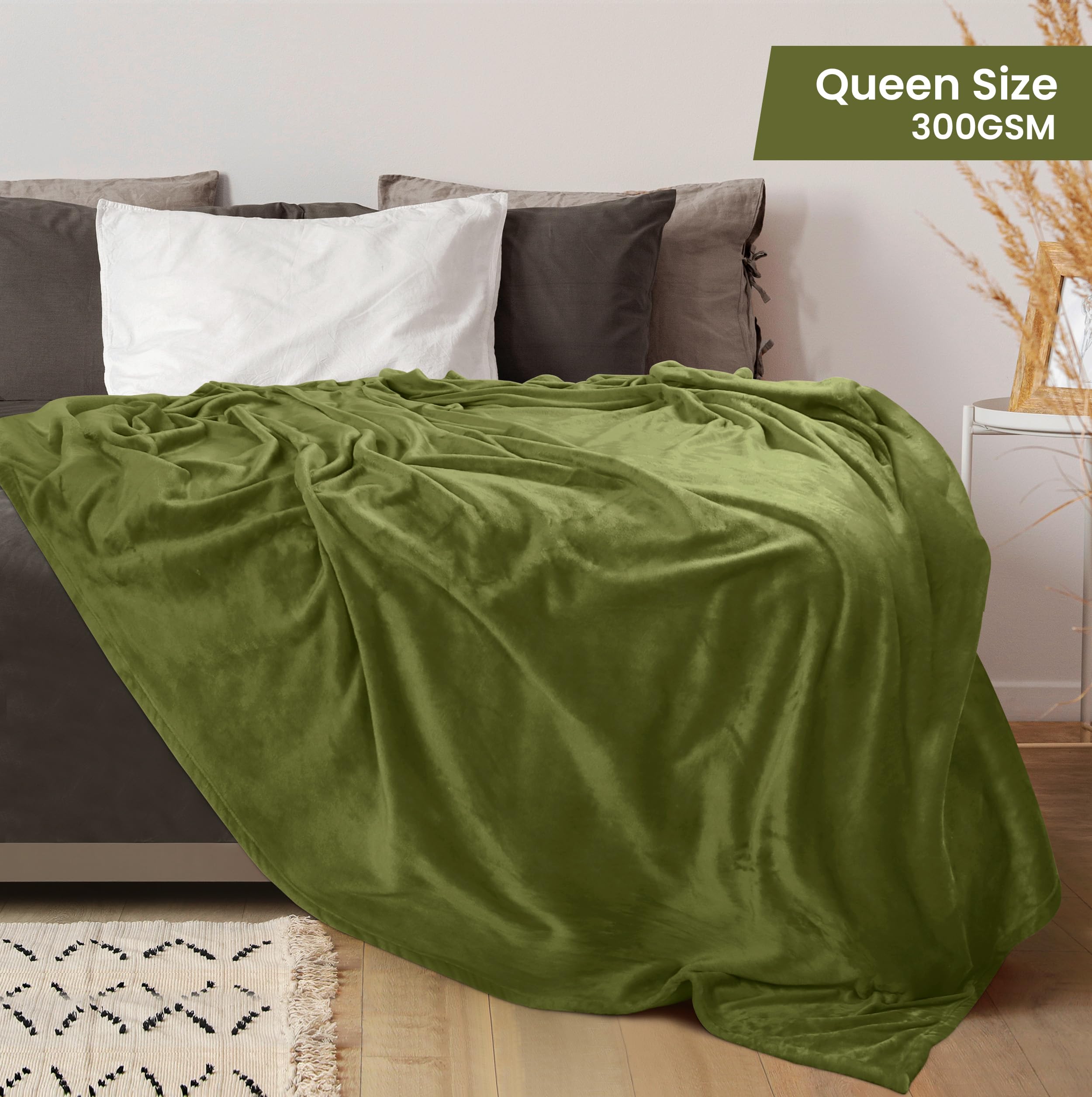 Foto 3 pulgar | Cama Polar Blanket Utopia, Tamaño Queen, Color Oliva, 300 G/m², Suave - Venta Internacional.