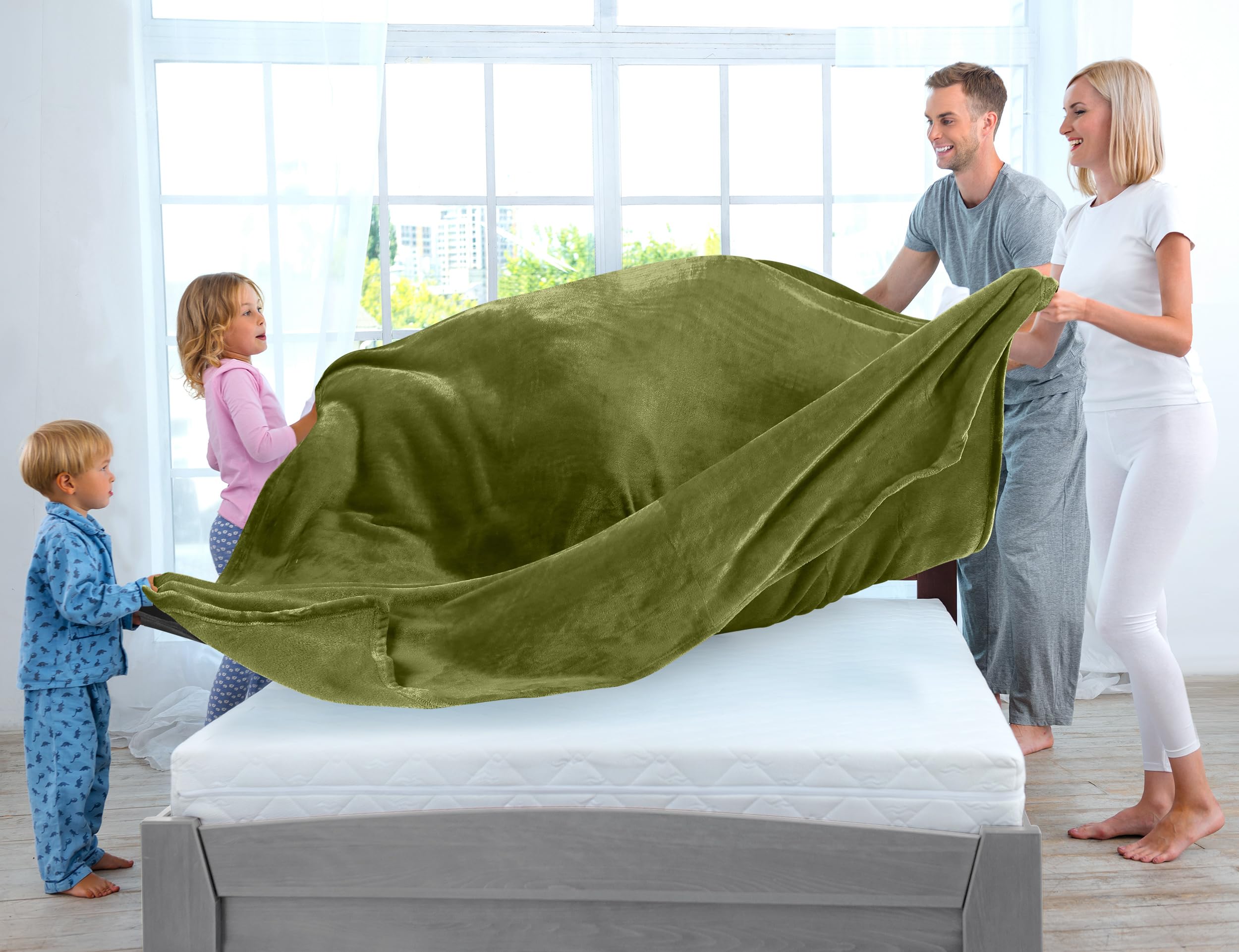 Foto 4 pulgar | Cama Polar Blanket Utopia, Tamaño Queen, Color Oliva, 300 G/m², Suave - Venta Internacional.