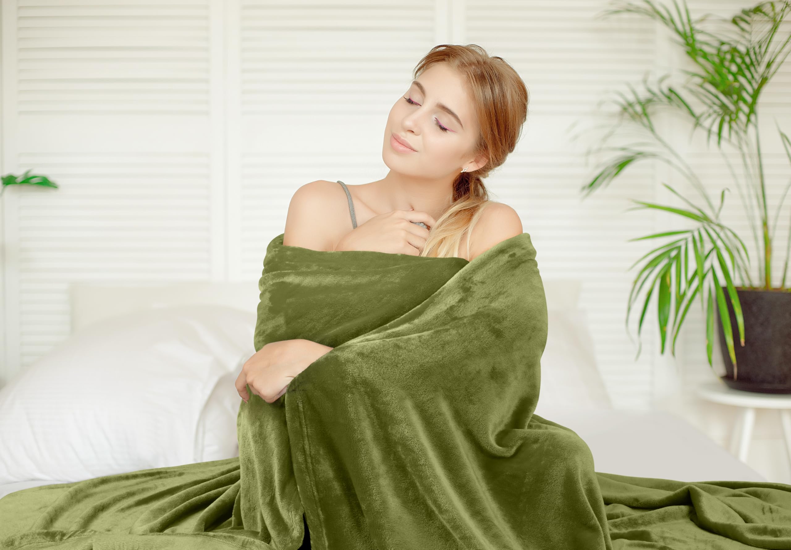 Foto 5 pulgar | Cama Polar Blanket Utopia, Tamaño Queen, Color Oliva, 300 G/m², Suave - Venta Internacional.