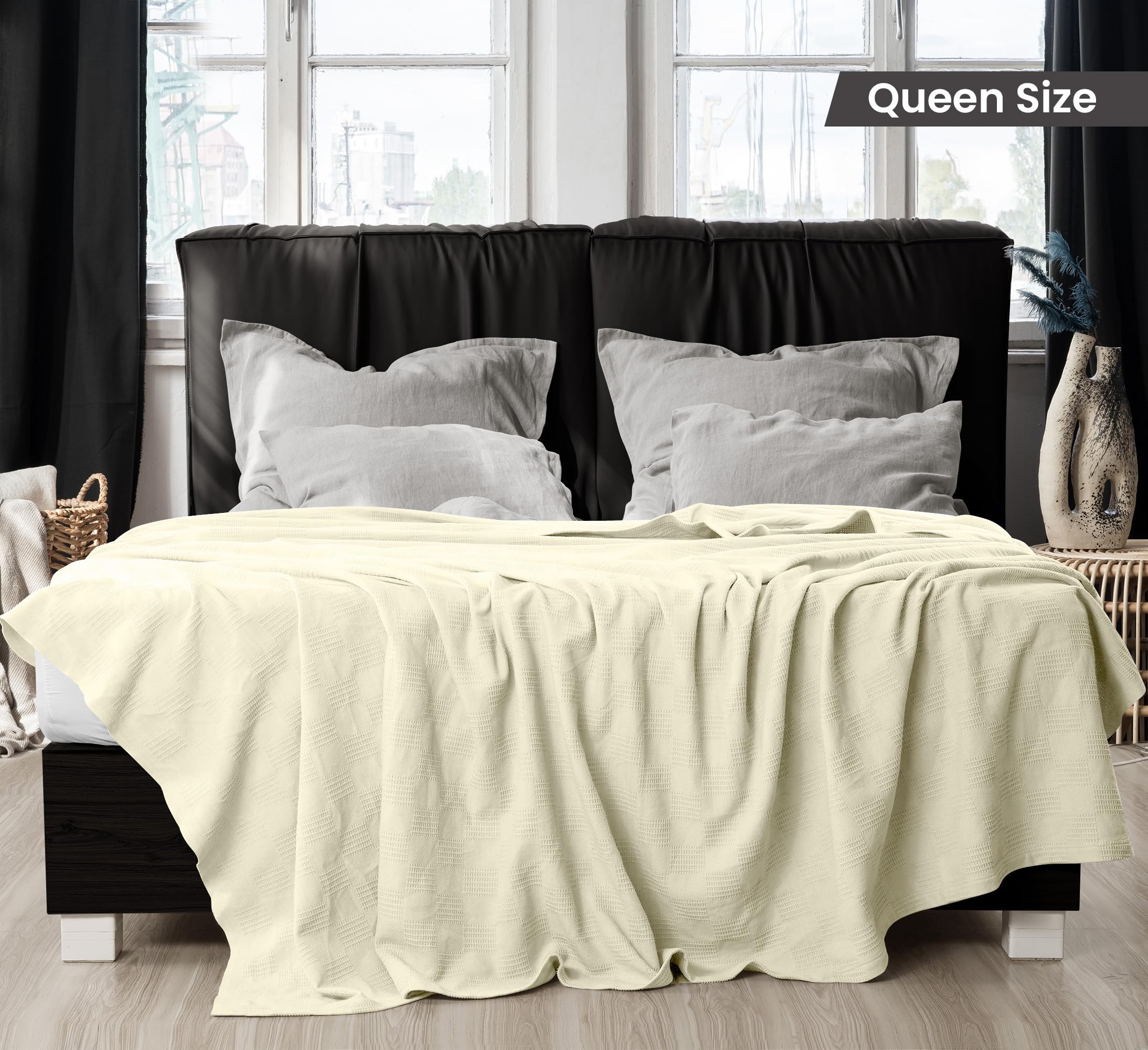 Foto 3 pulgar | Manta Utopia Bedding, Color Marfil, 100% Algodón, Tamaño Queen, 230 X 230 Cm - Venta Internacional.