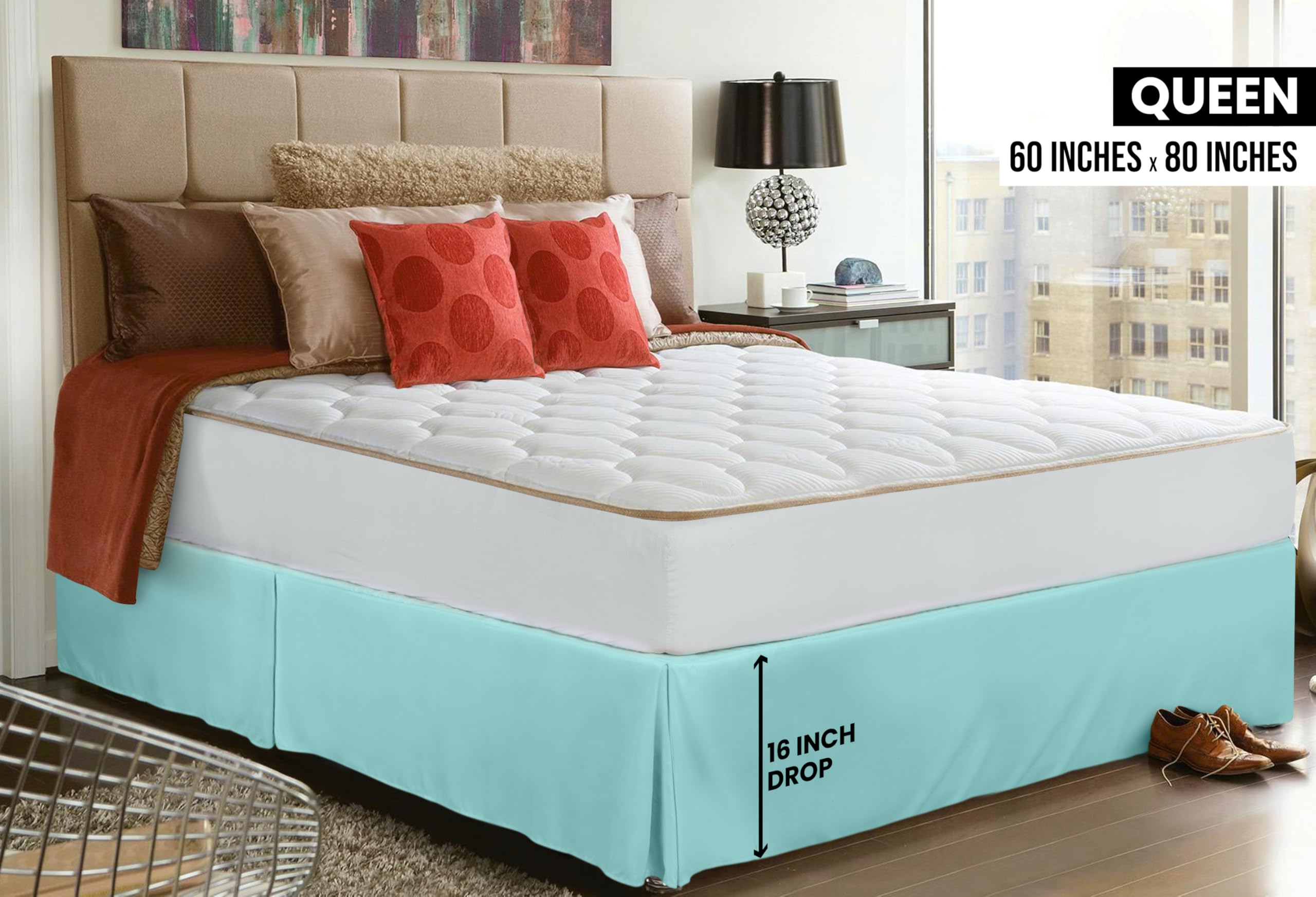 Foto 3 pulgar | Falda De Cama Utopia Bedding Queen Con Pliegues Cuádruples Y Volantes Azules - Venta Internacional.