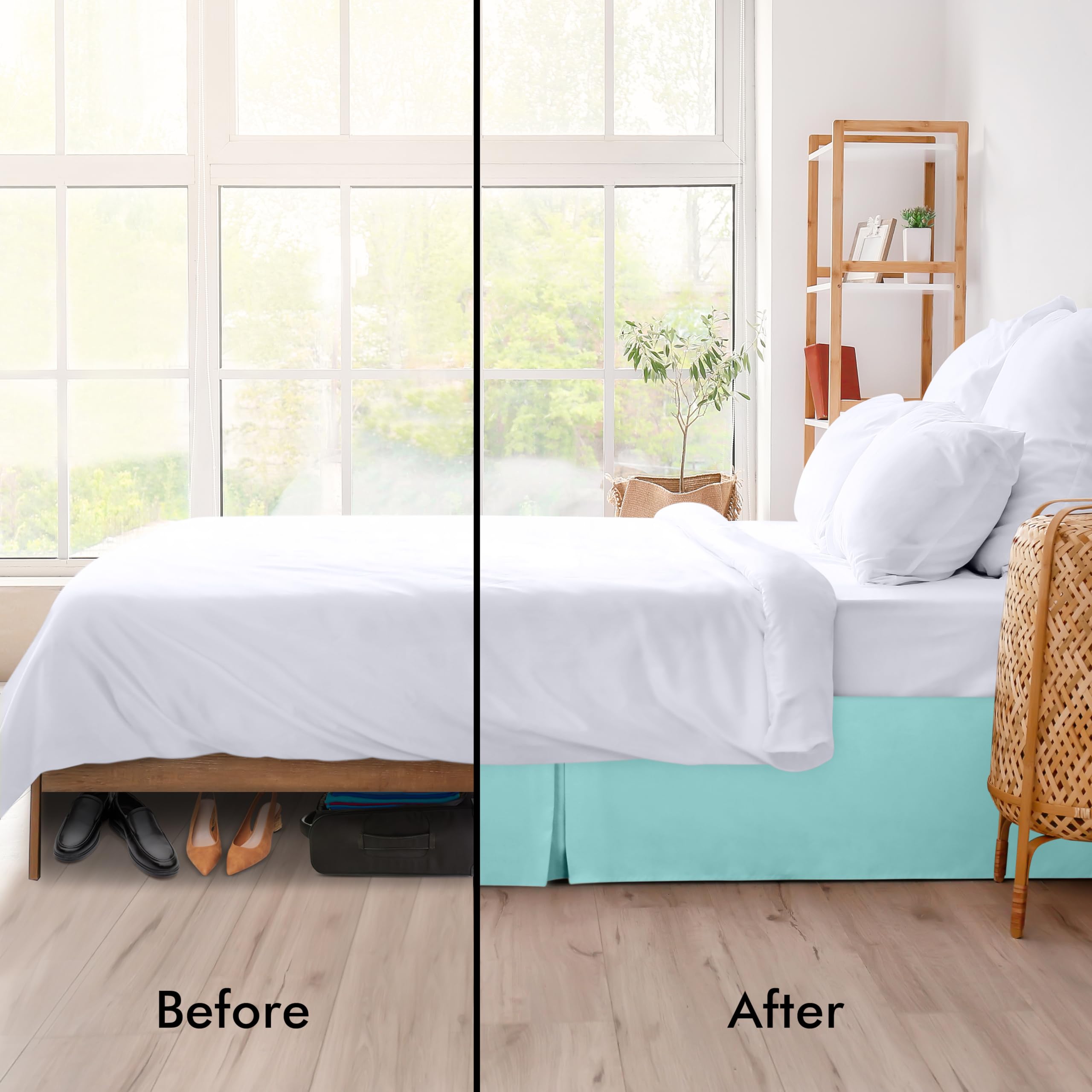 Foto 4 pulgar | Falda De Cama Utopia Bedding Queen Con Pliegues Cuádruples Y Volantes Azules - Venta Internacional.