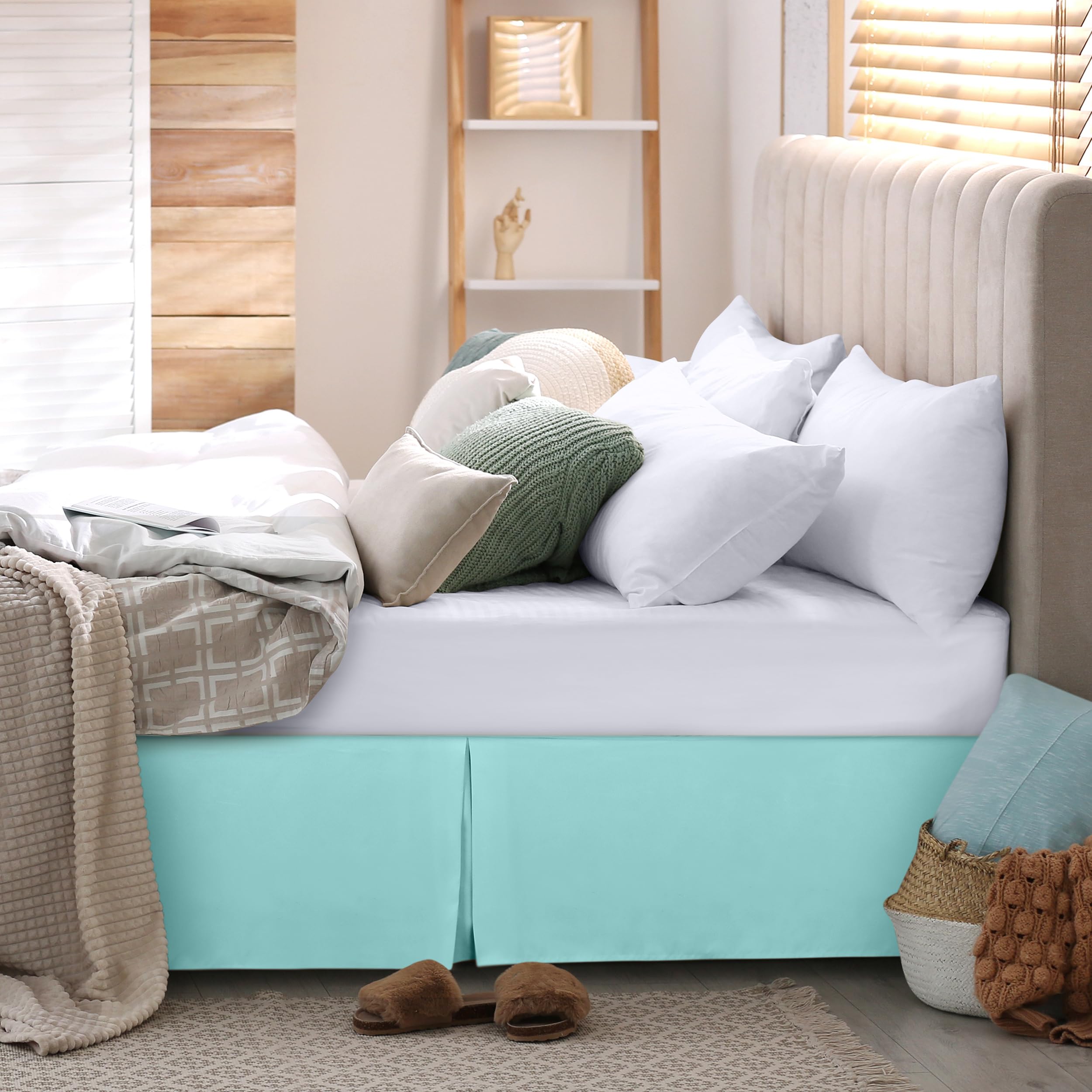 Foto 5 pulgar | Falda De Cama Utopia Bedding Queen Con Pliegues Cuádruples Y Volantes Azules - Venta Internacional.