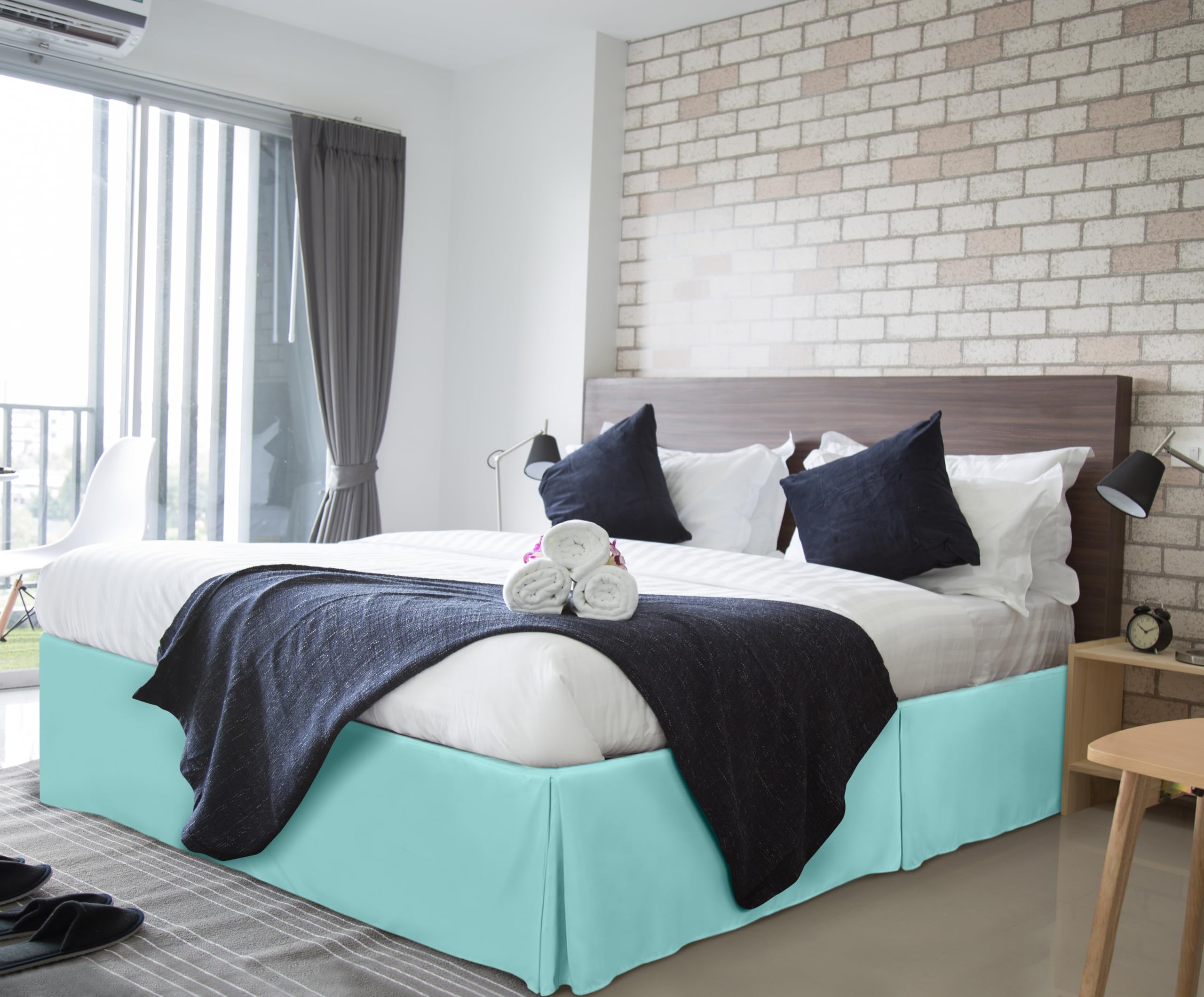 Foto 6 pulgar | Falda De Cama Utopia Bedding Queen Con Pliegues Cuádruples Y Volantes Azules - Venta Internacional.