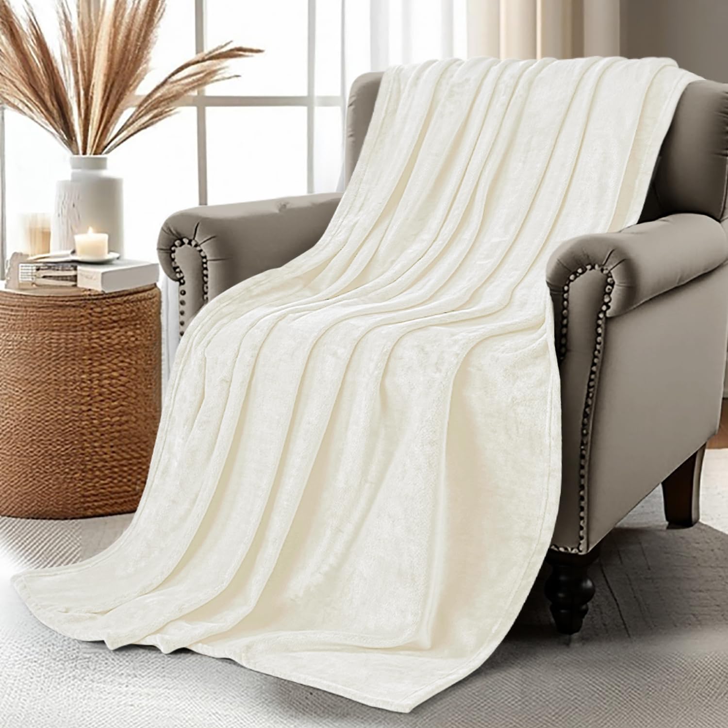 Manta De Forro Polar Blanket Utopia, Color Marfil, 150 X 125 Cm - Venta Internacional.
