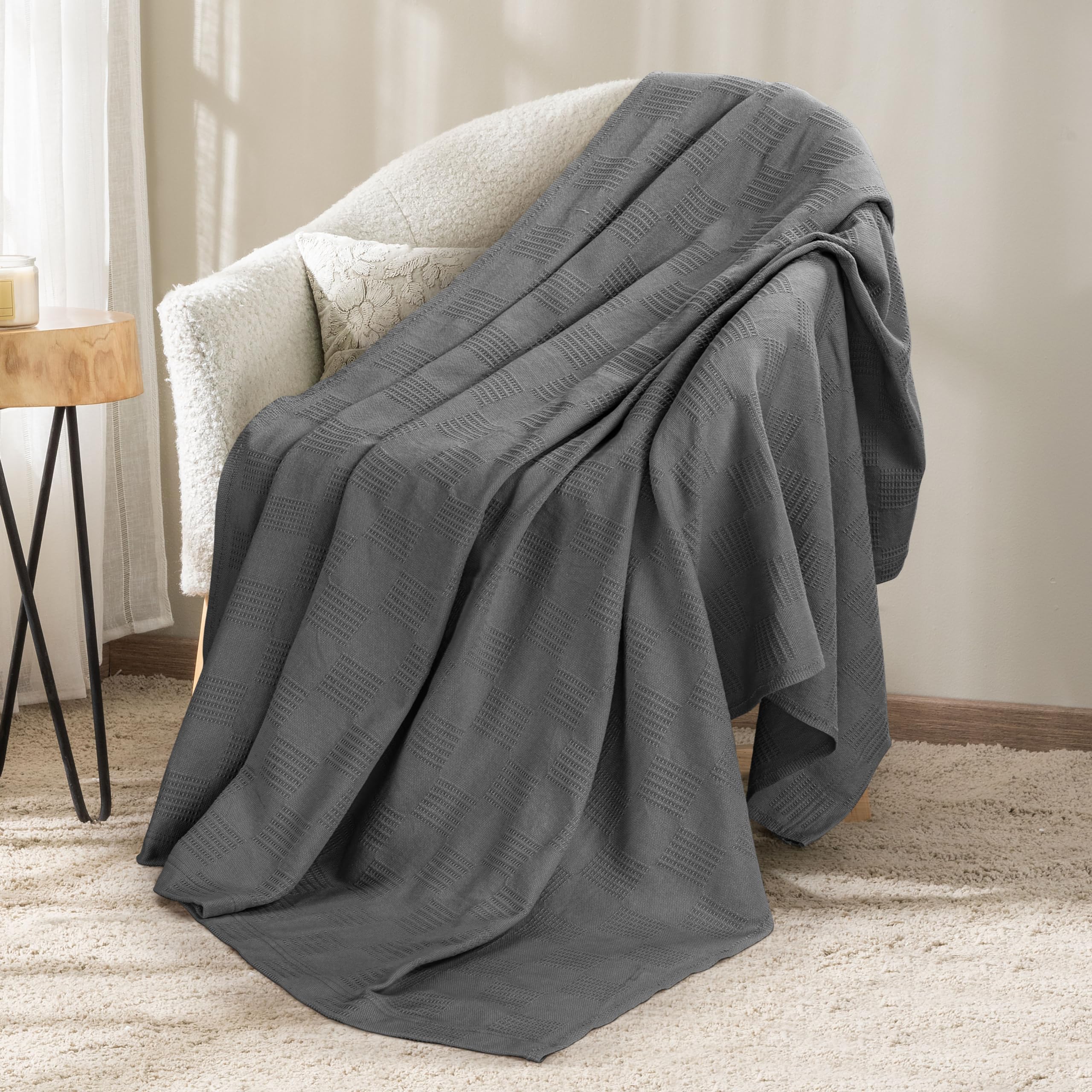 Manta Blanket Utopia Bedding, 100% Algodón, Color Gris Ahumado, 150 X 125 Cm - Venta Internacional.