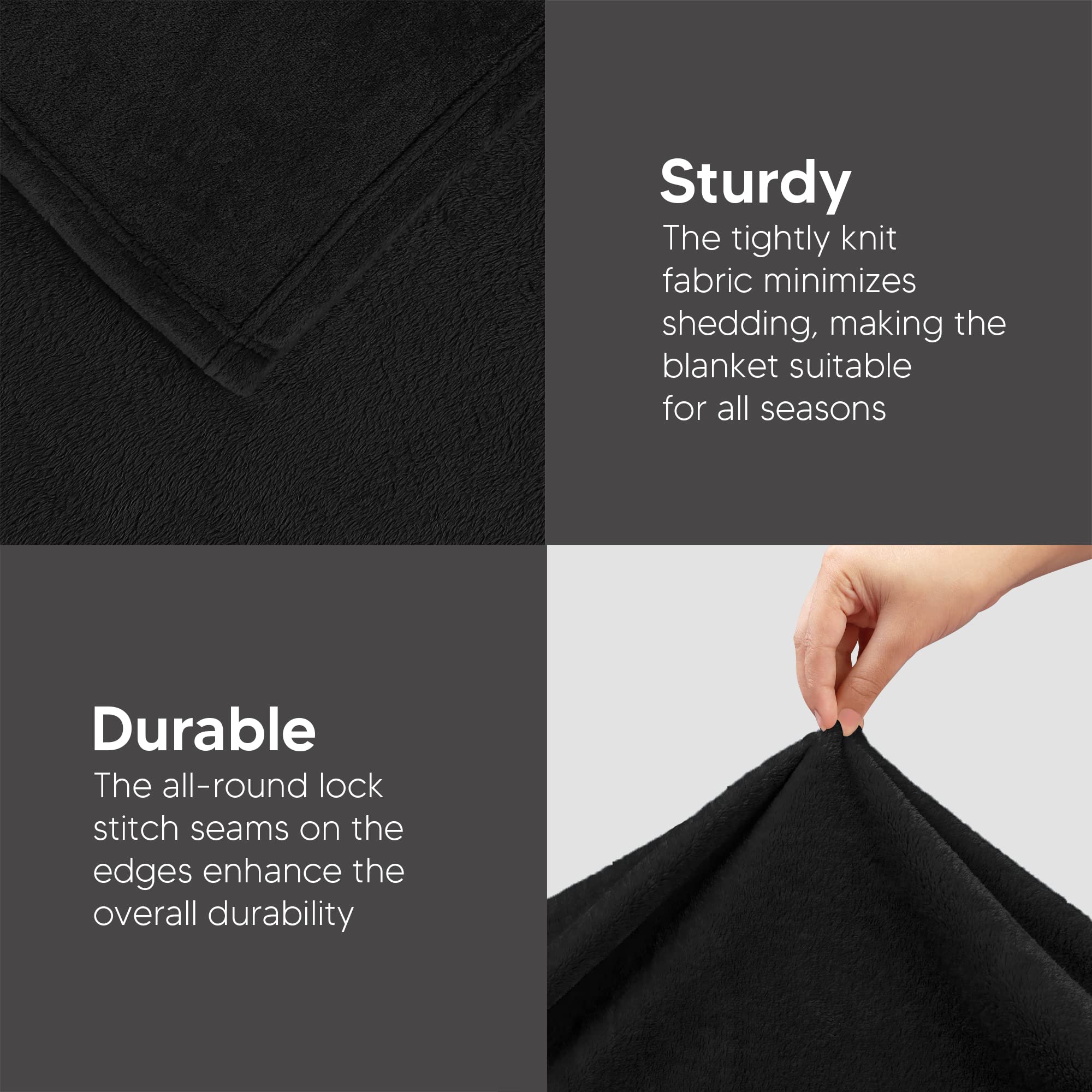 Foto 6 pulgar | Cama Polar Blanket Utopia, Tamaño King, Color Negro, 300 G/m², Microfibra - Venta Internacional.