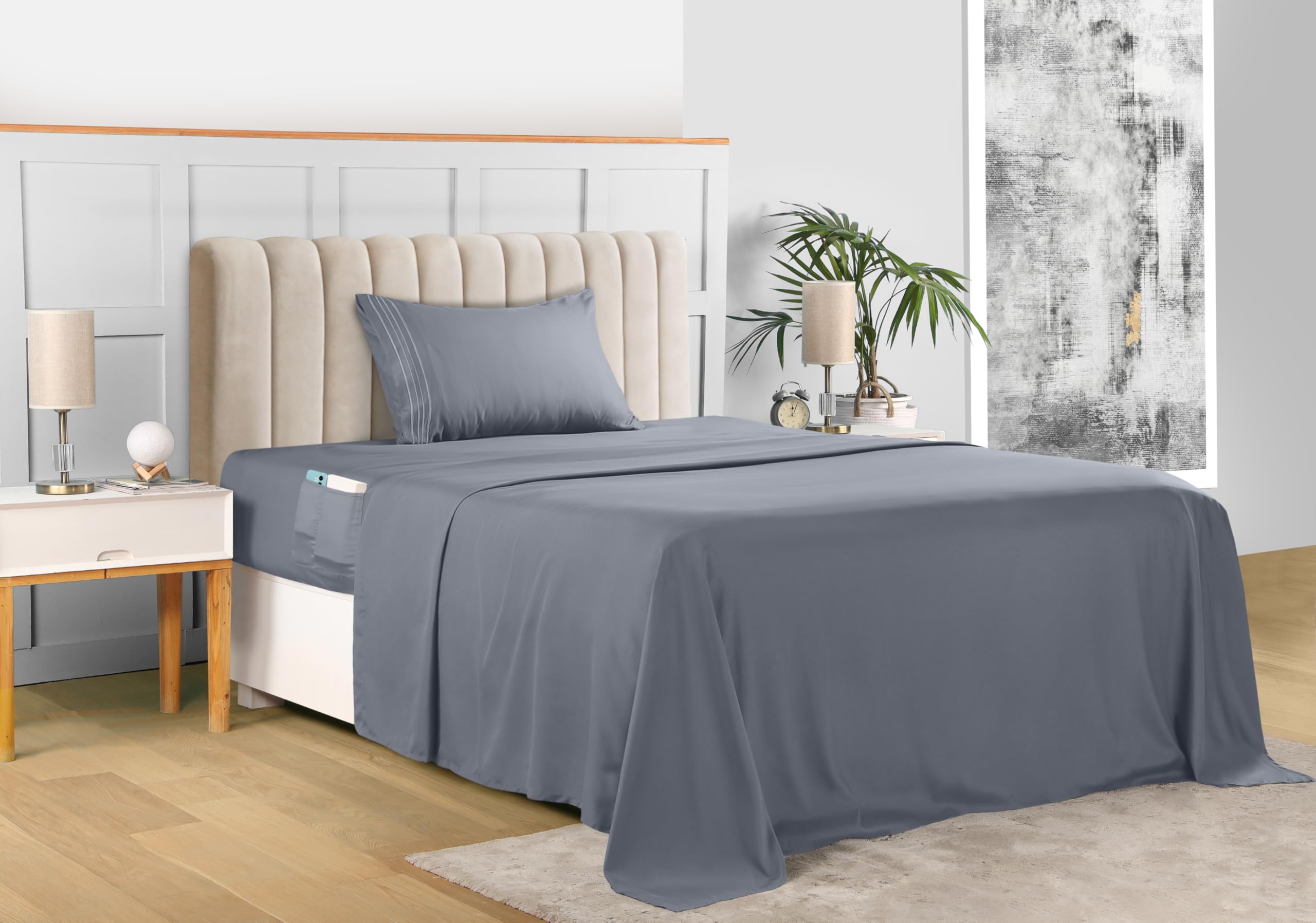 Foto 4 pulgar | Juego De Sábanas Utopia Bedding Twin De Microfibra De 3 Piezas, Color Gris - Venta Internacional.