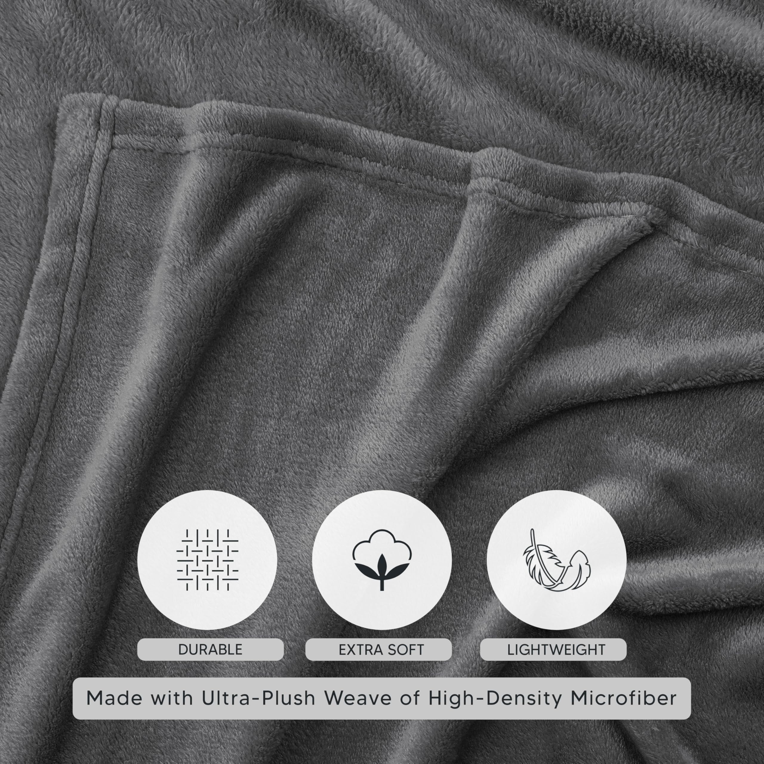 Foto 4 pulgar | Blanket Utopia Bedding, Forro Polar De Franela, Color Gris, Tamaño King Size (230 X 260 Cm) - Venta Internacional.