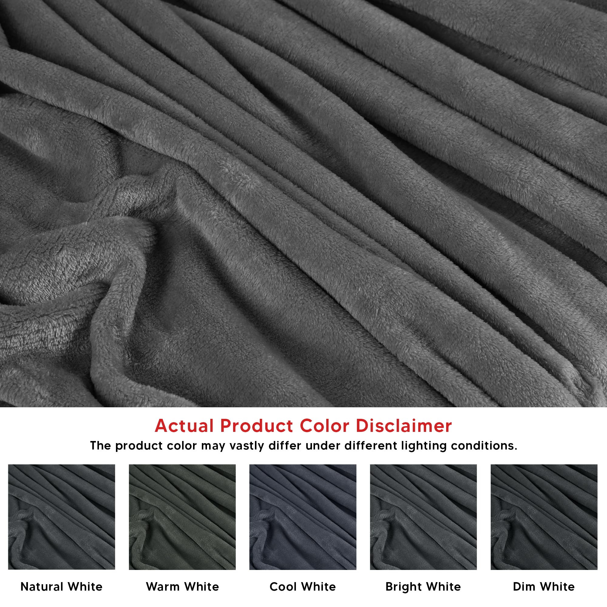 Foto 5 pulgar | Blanket Utopia Bedding, Forro Polar De Franela, Color Gris, Tamaño King Size (230 X 260 Cm) - Venta Internacional.