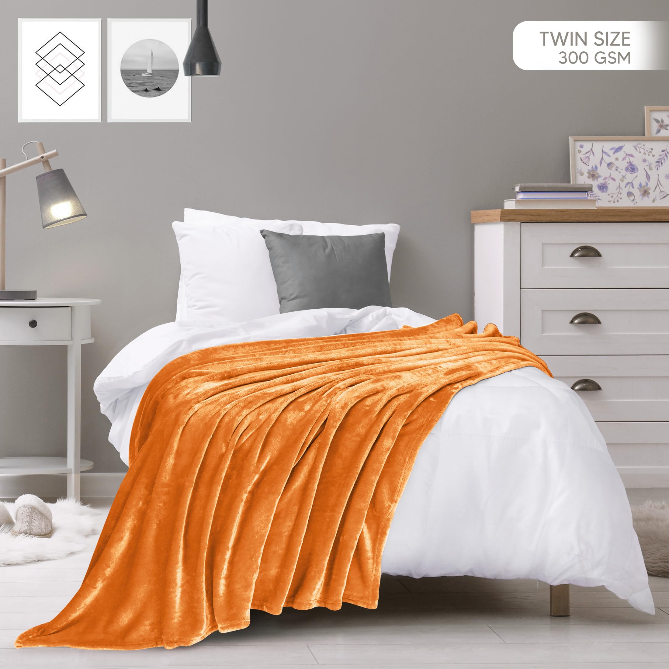 Foto 3 pulgar | Manta Polar Utopia Bedding, Color Naranja Quemado, Tamaño Doble, 300 G/m² - Venta Internacional.