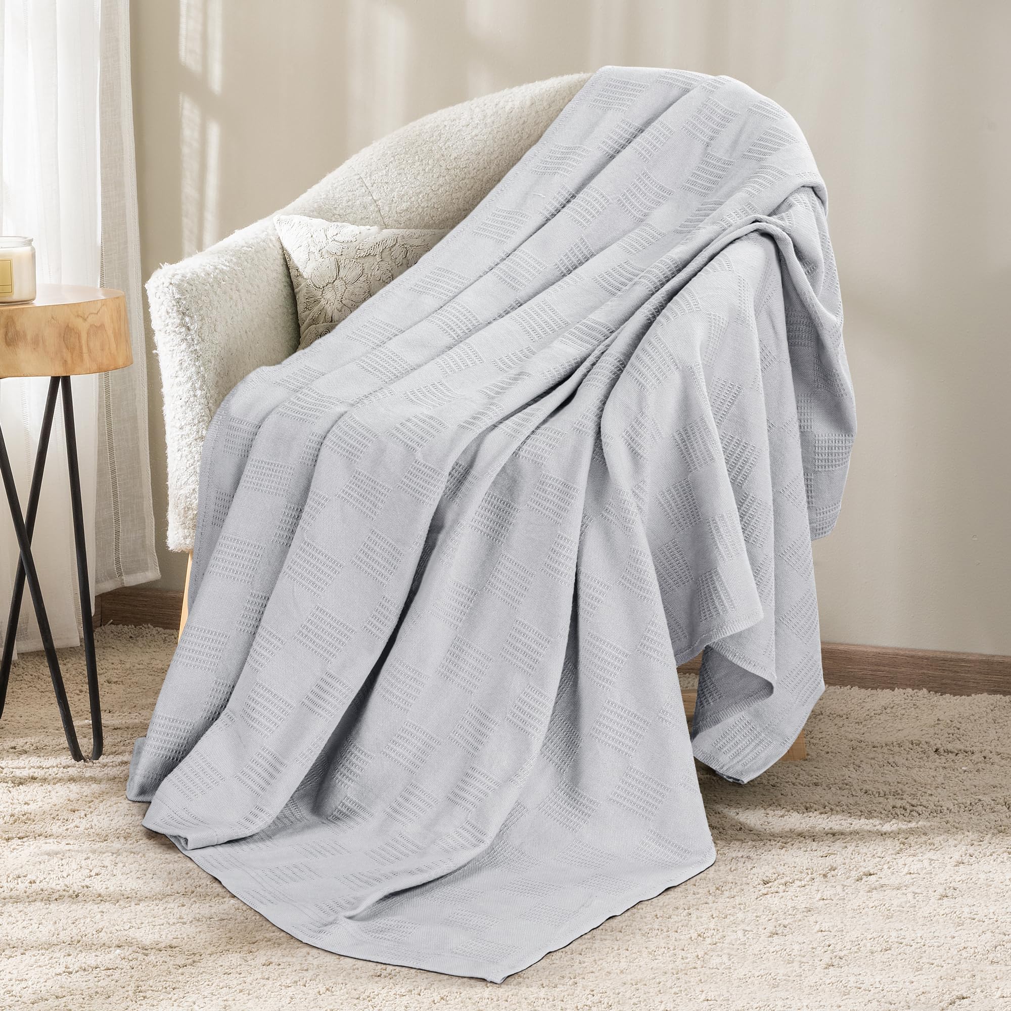 Manta Blanket Utopia Bedding, 100% Algodón, Color Plateado, 150 X 125 Cm - Venta Internacional.