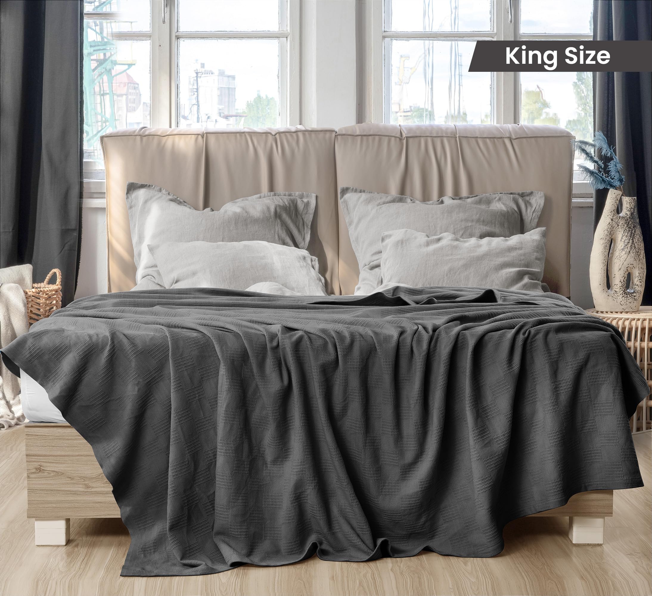 Foto 3 pulgar | Colcha Utopia De Cama, Color Gris Ahumado, 100% Algodón, Tamaño King, 350 G/m² - Venta Internacional.