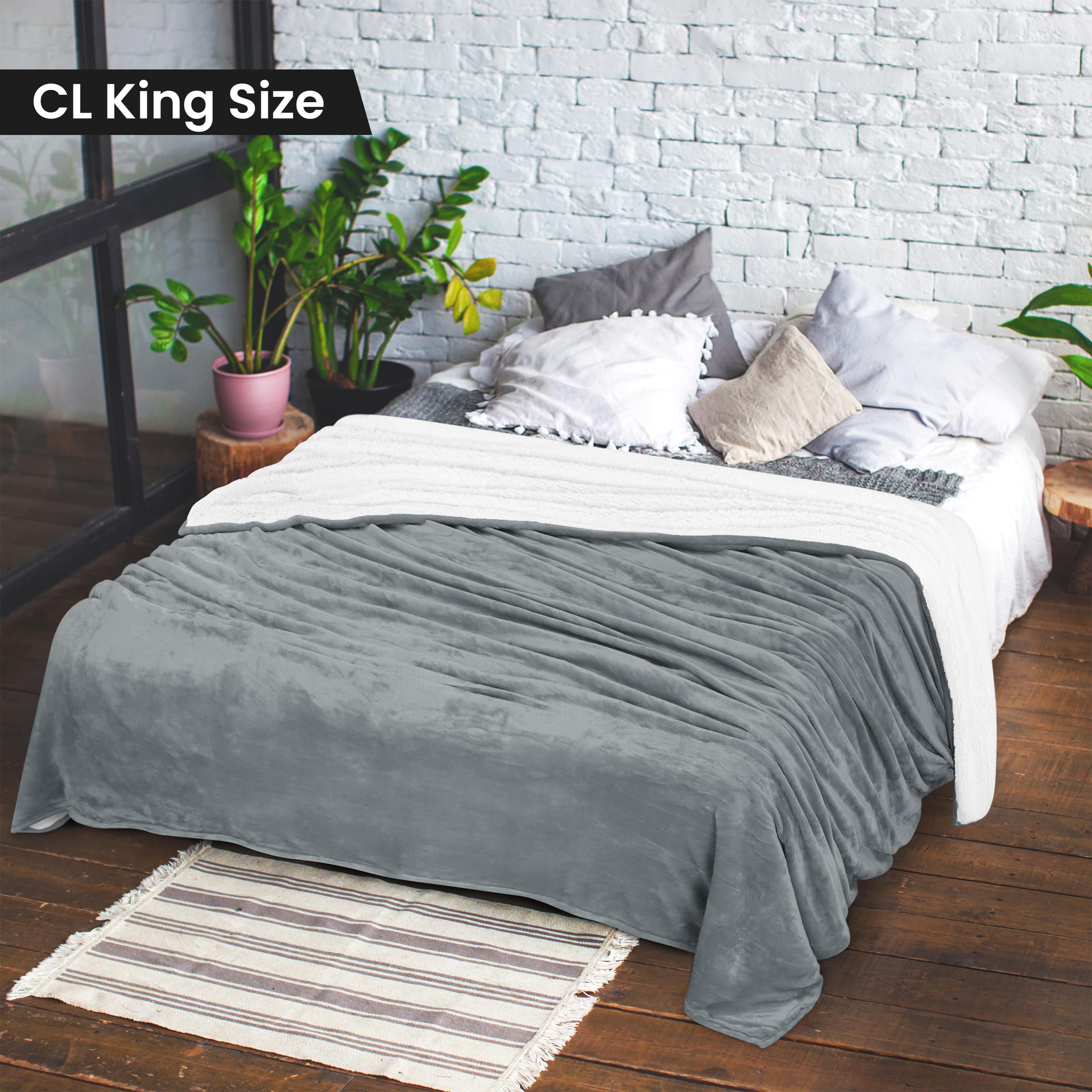 Foto 3 pulgar | Manta Utopia Bedding Sherpa California King Cool Grey - Venta Internacional.