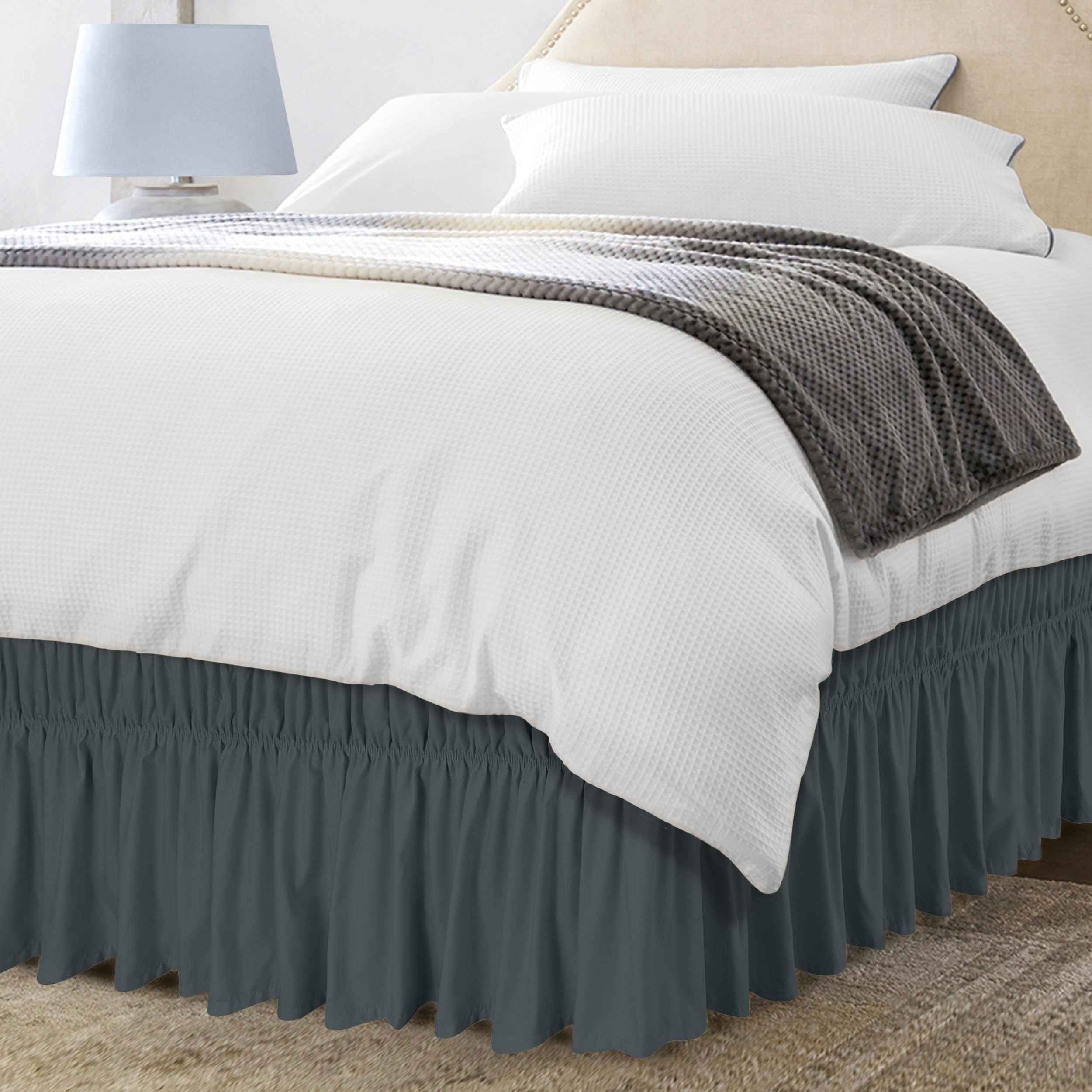 Skirt Utopia Bedding Elástico De Microfibra Doble Gris - Venta Internacional.