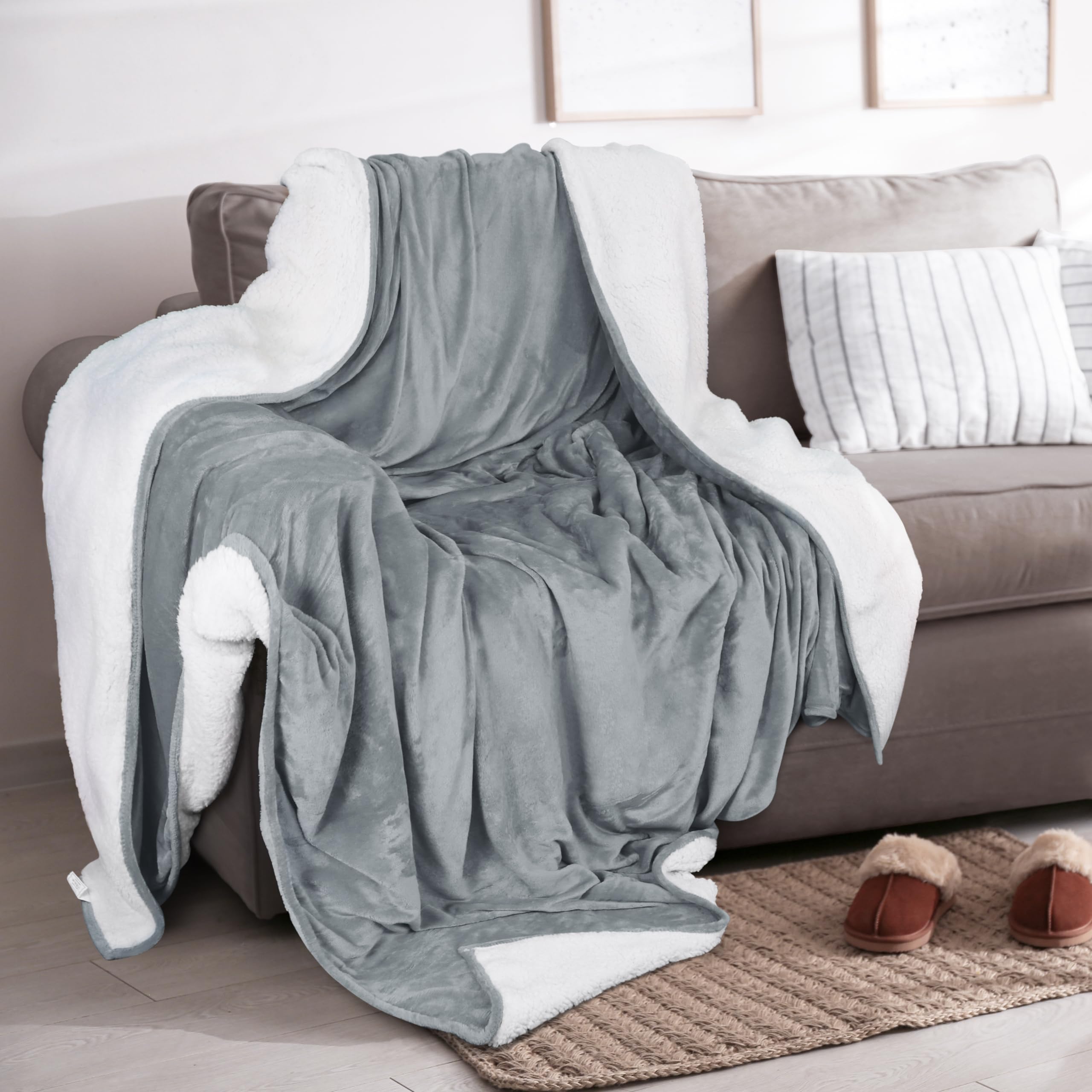 Foto 5 | Manta Utopia Bedding Sherpa King, Tamaño King, Color Gris Frío, 229 X 259 Cm - Venta Internacional.