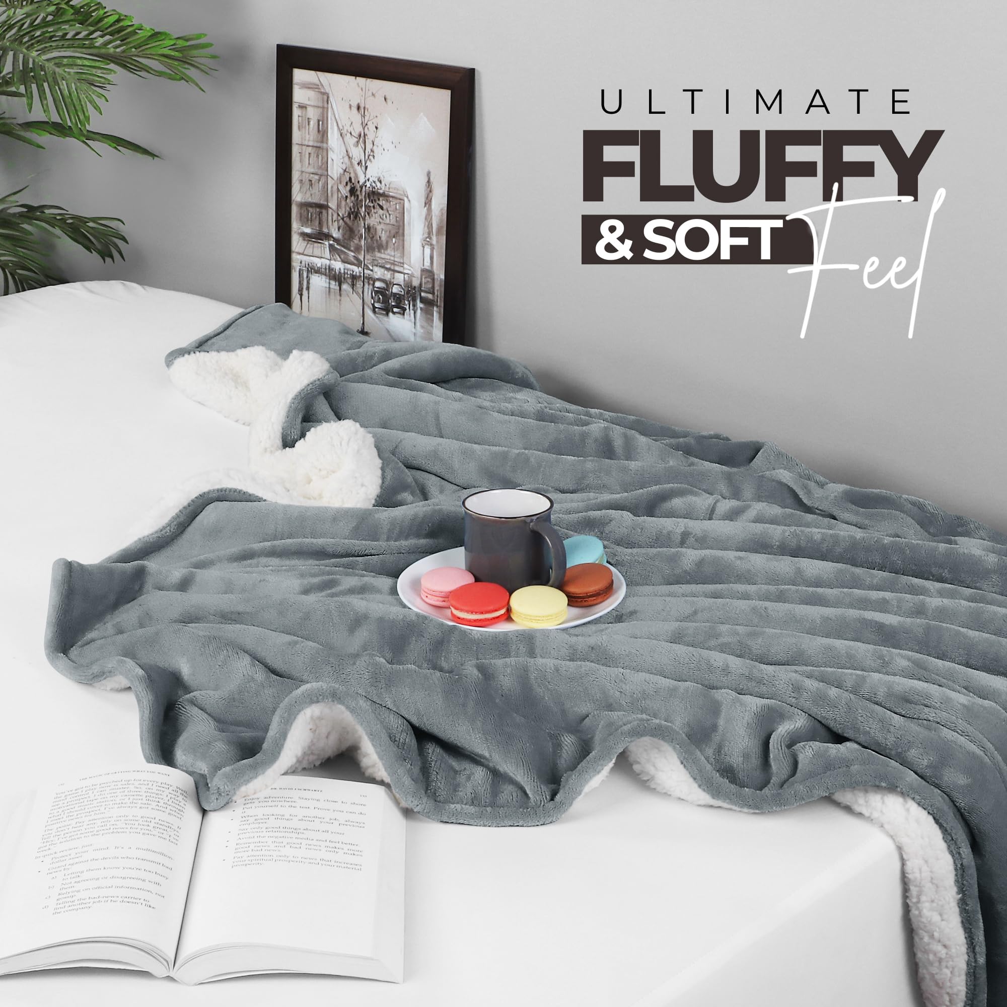 Foto 6 | Manta Utopia Bedding Sherpa King, Tamaño King, Color Gris Frío, 229 X 259 Cm - Venta Internacional.