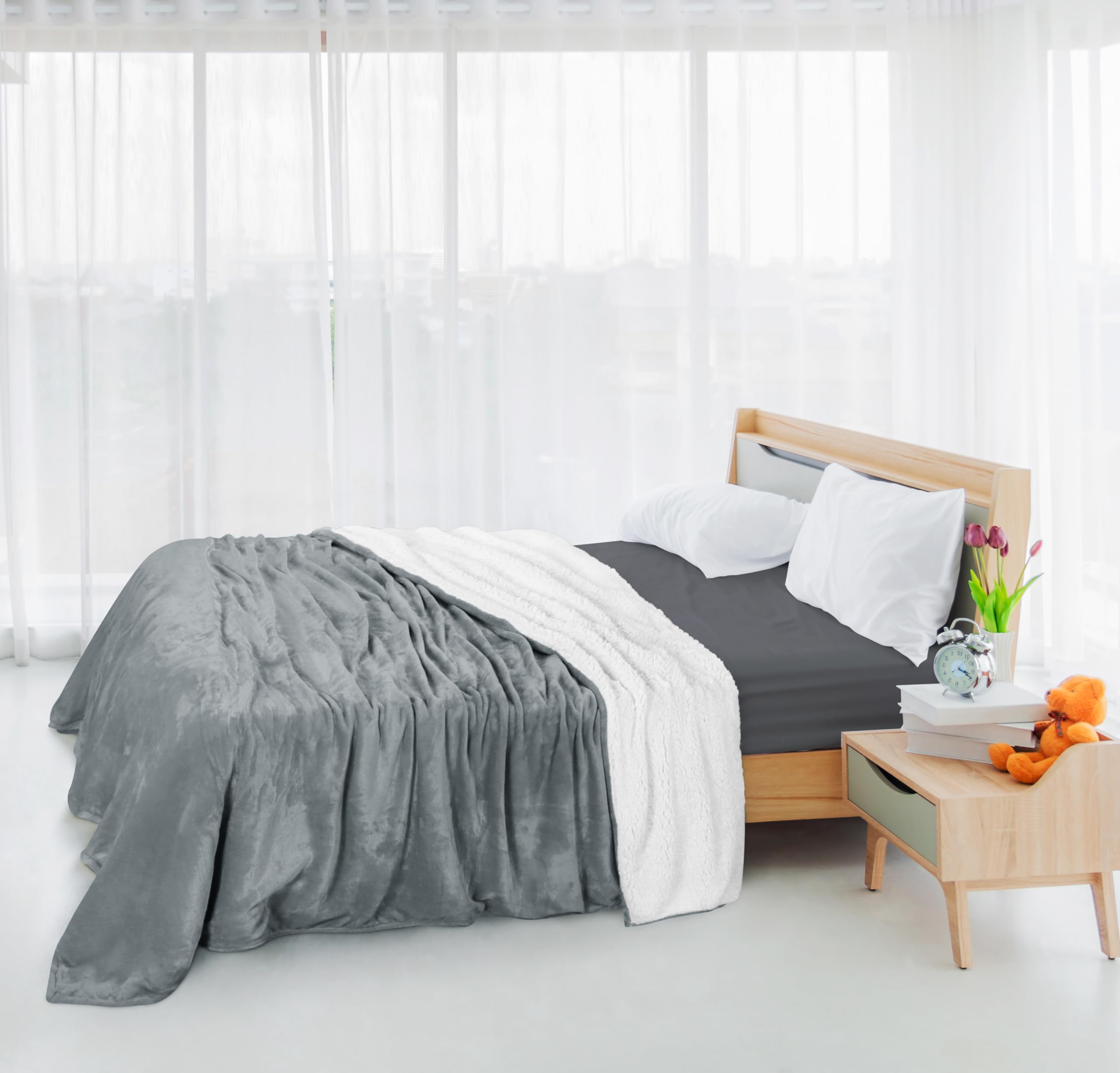 Foto 7 | Manta Utopia Bedding Sherpa King, Tamaño King, Color Gris Frío, 229 X 259 Cm - Venta Internacional.