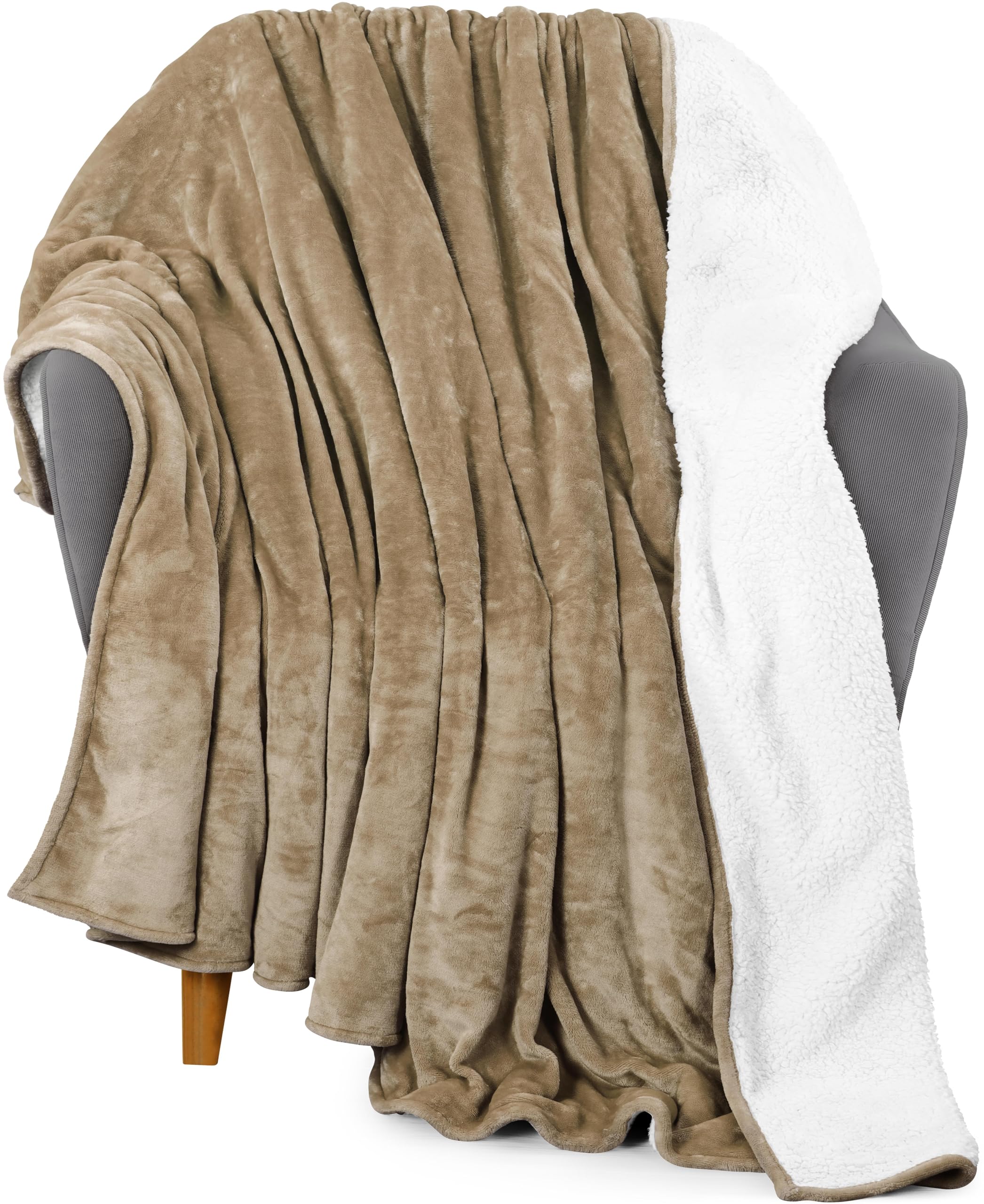 Colcha Sherpa Blanket Utopia Bedding, 130 X 150 Cm, Color Camel - Venta Internacional.