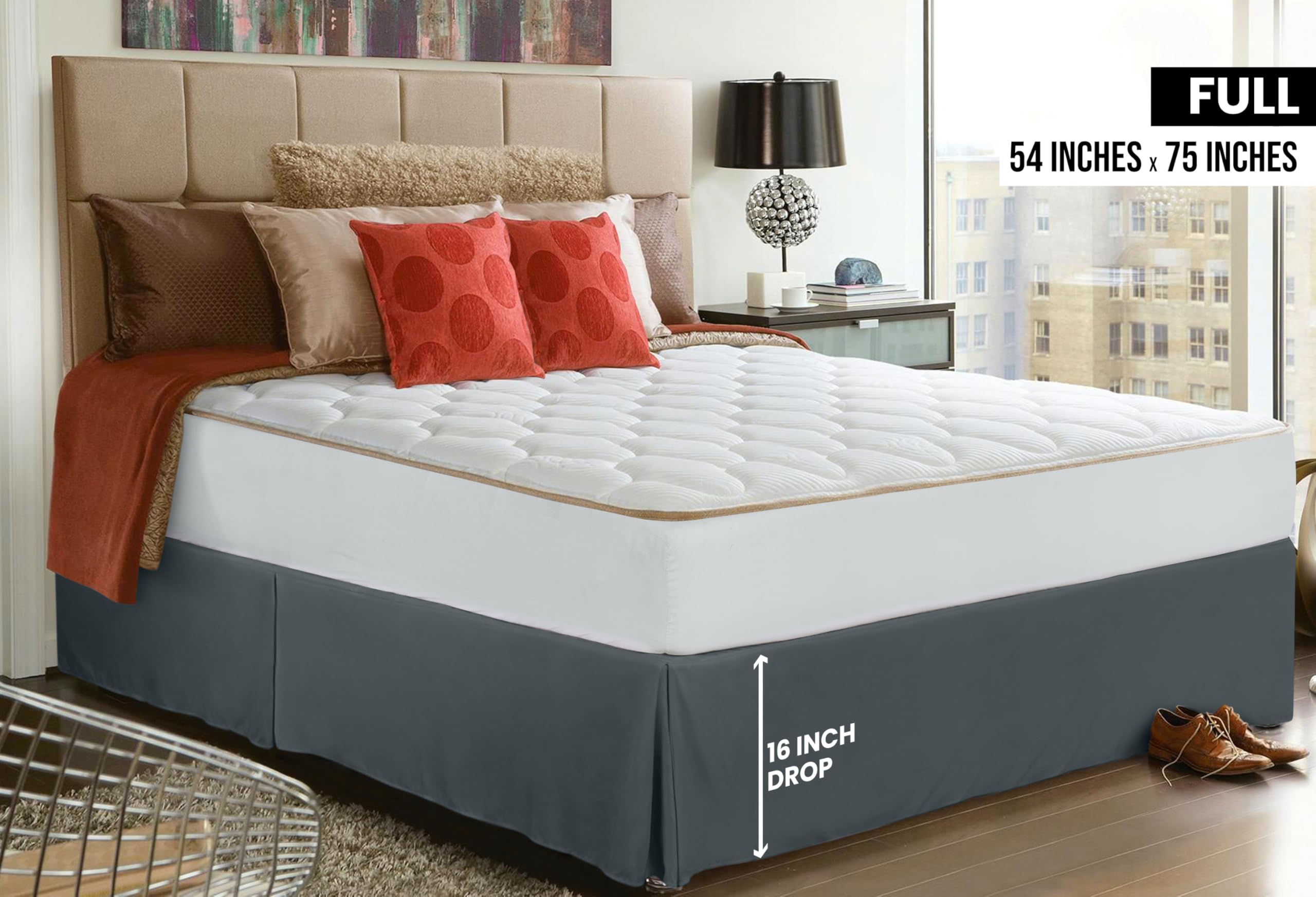 Foto 3 pulgar | Skirt Utopia Bedding Completo Con Pliegues Cuádruples Y Volantes, Gris - Venta Internacional.