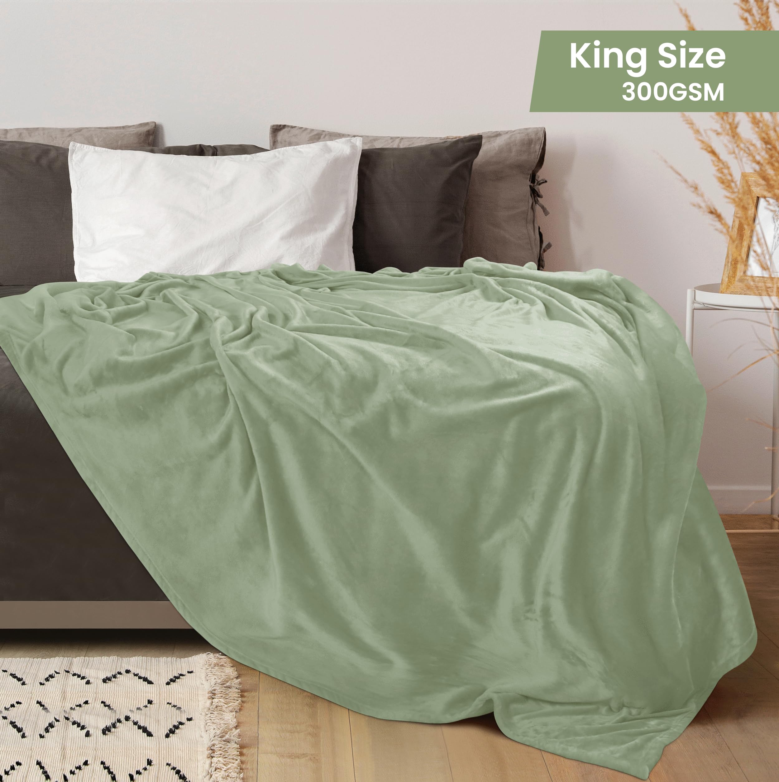 Foto 3 pulgar | Cama Polar Blanket Utopia, Tamaño King, Color Verde Salvia, 300 G/m² - Venta Internacional.
