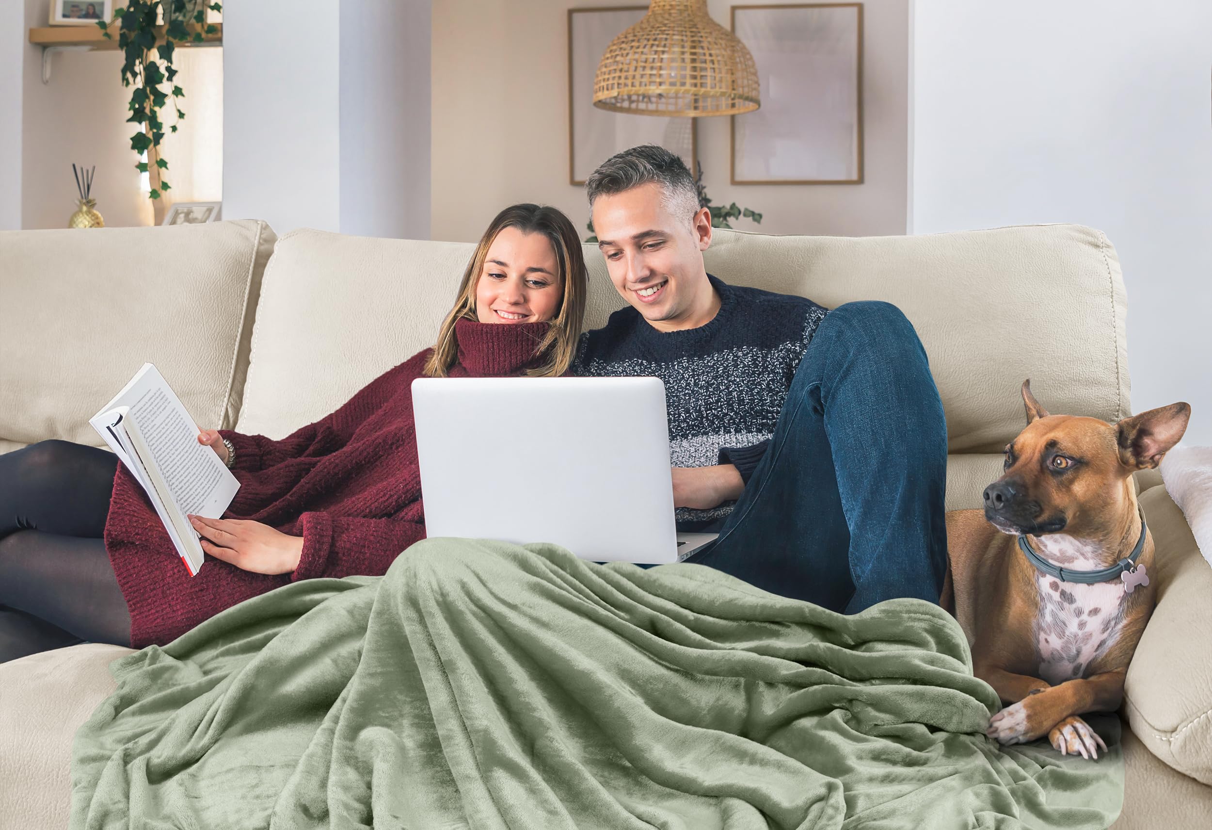 Foto 5 pulgar | Cama Polar Blanket Utopia, Tamaño King, Color Verde Salvia, 300 G/m² - Venta Internacional.