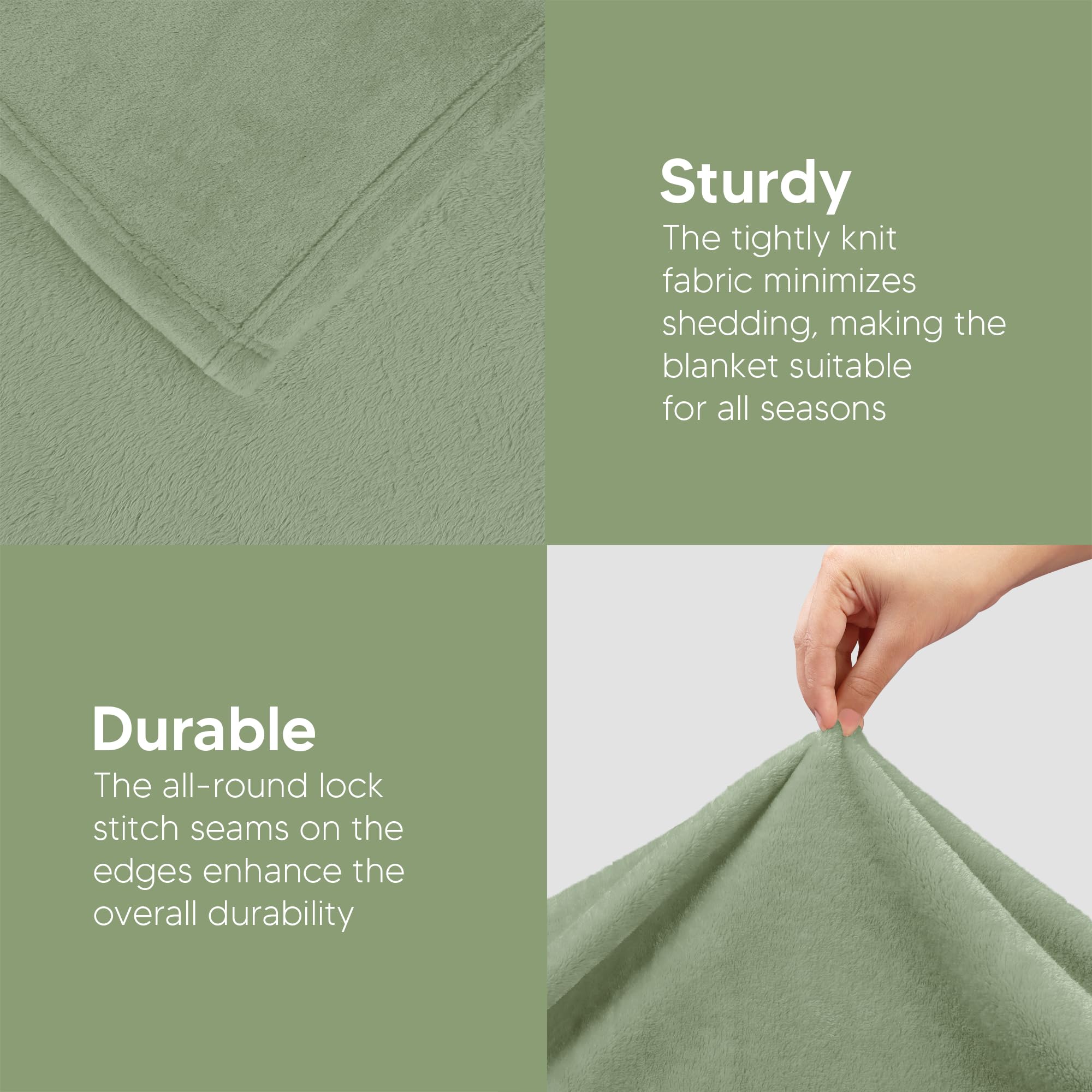 Foto 7 pulgar | Cama Polar Blanket Utopia, Tamaño King, Color Verde Salvia, 300 G/m² - Venta Internacional.
