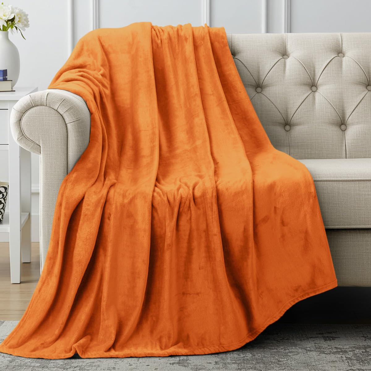 Manta De Forro Polar Blanket Utopia, Color Naranja Quemado, 130 X 150 Cm - Venta Internacional.