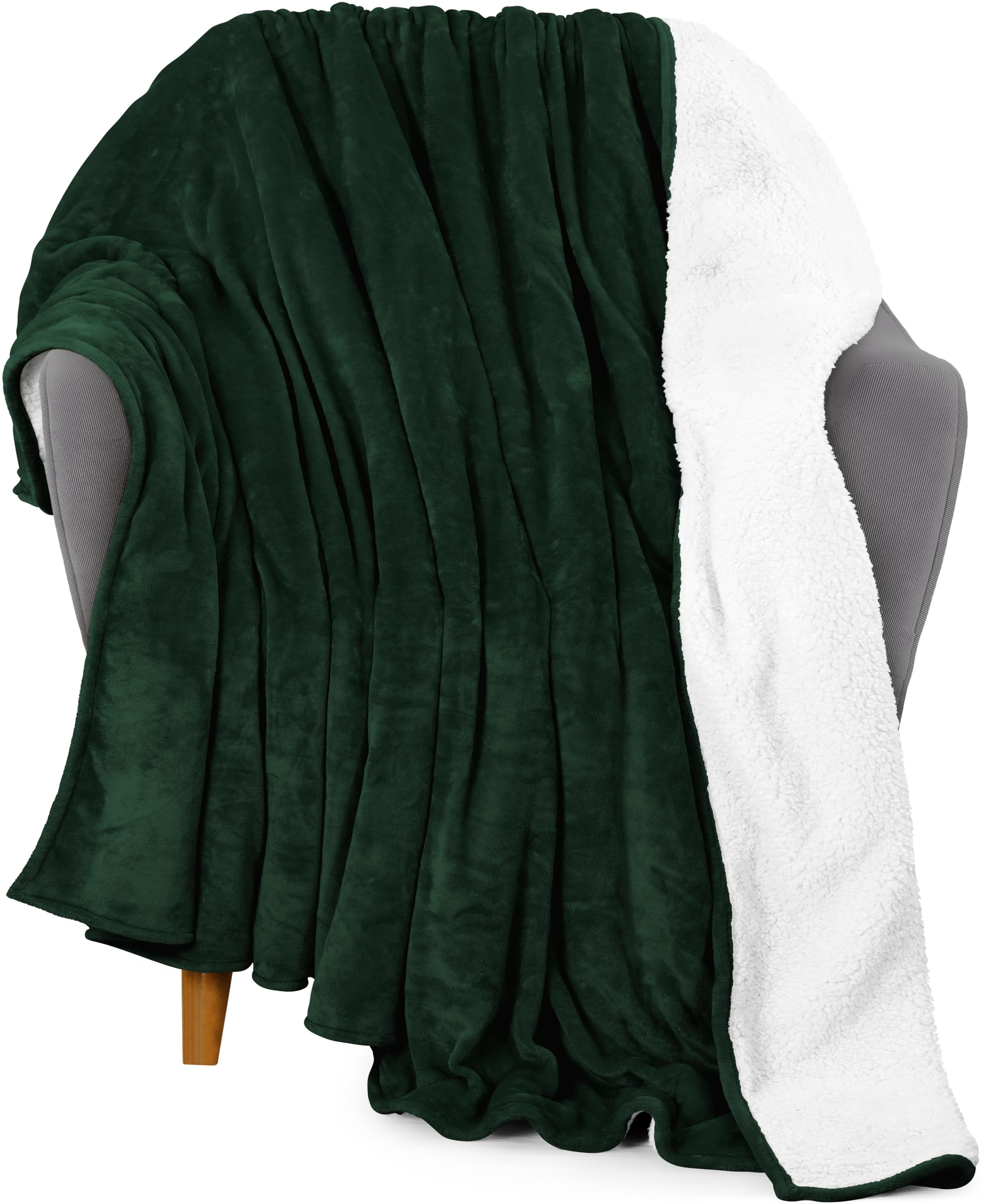 Manta Sherpa Blanket Utopia Bedding, 130 X 150 Cm, Color Verde Bosque - Venta Internacional.