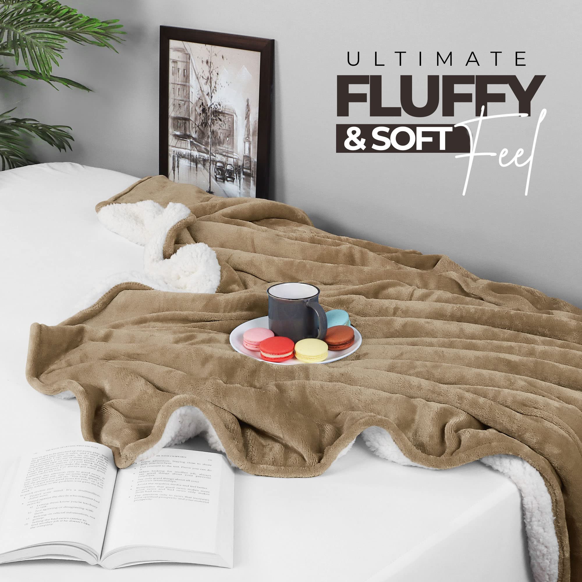 Foto 7 pulgar | Manta Utopia Bedding Sherpa, Tamaño Doble, Color Camel, 167 X 152 Cm - Venta Internacional.