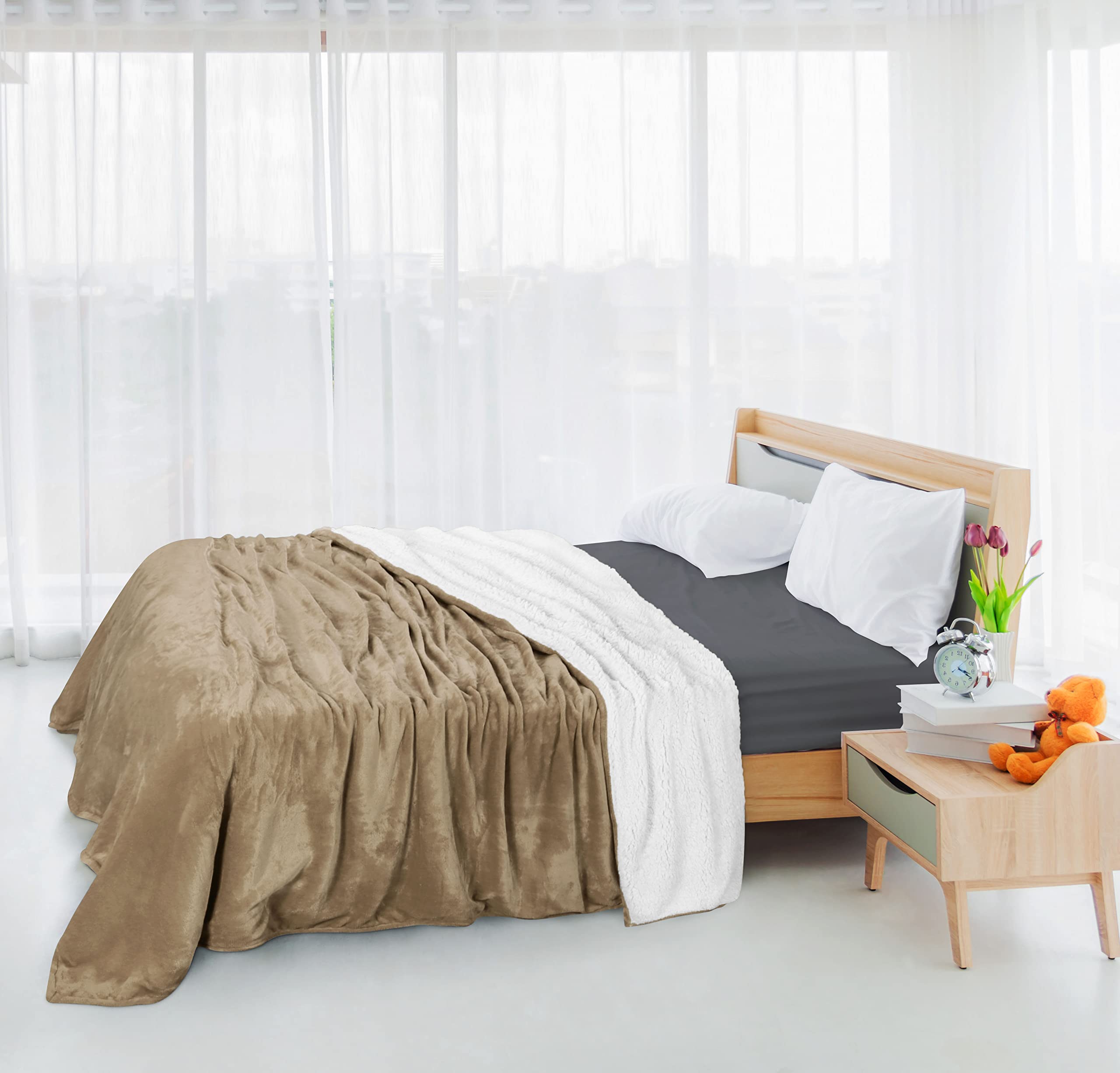 Foto 8 pulgar | Manta Utopia Bedding Sherpa, Tamaño Doble, Color Camel, 167 X 152 Cm - Venta Internacional.