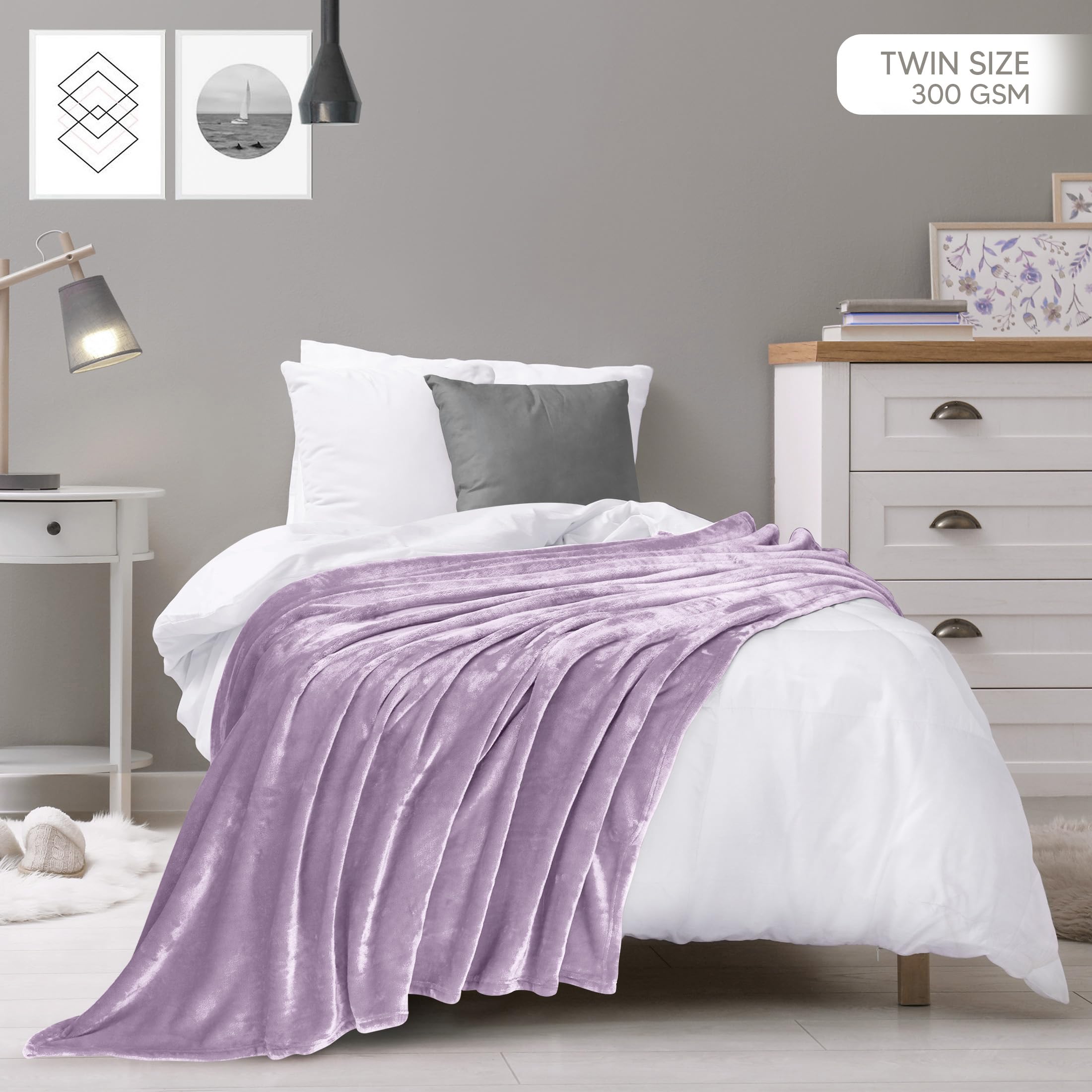 Foto 3 pulgar | Cama Polar Blanket Utopia, Tamaño Doble, Lila, 300 G/m², Microfibra - Venta Internacional.