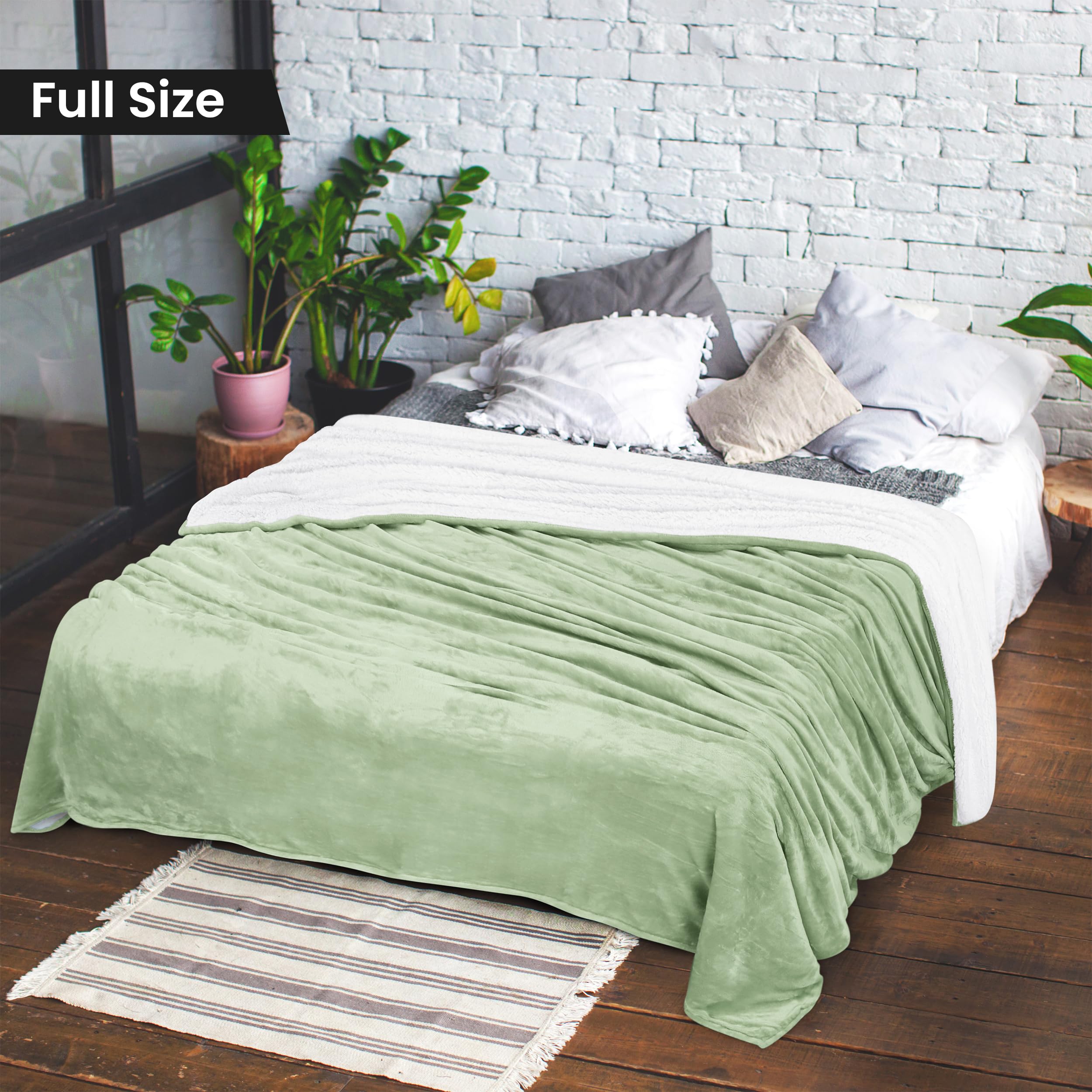 Foto 3 pulgar | Blanket Utopia Bedding Sherpa, Tamaño Completo, Color Verde Salvia, 228 X 213 Cm - Venta Internacional.