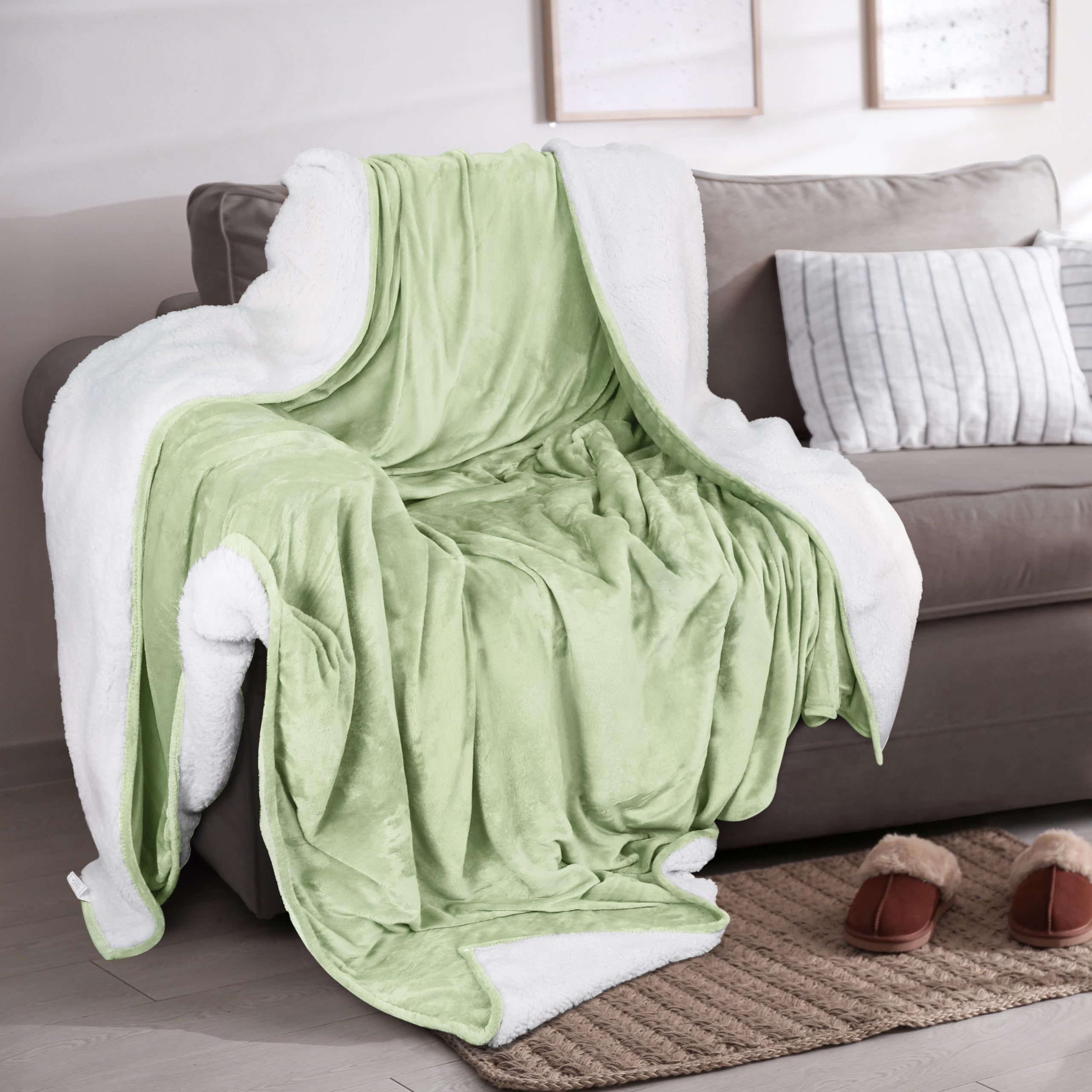 Foto 5 | Blanket Utopia Bedding Sherpa, Tamaño Completo, Color Verde Salvia, 228 X 213 Cm - Venta Internacional.