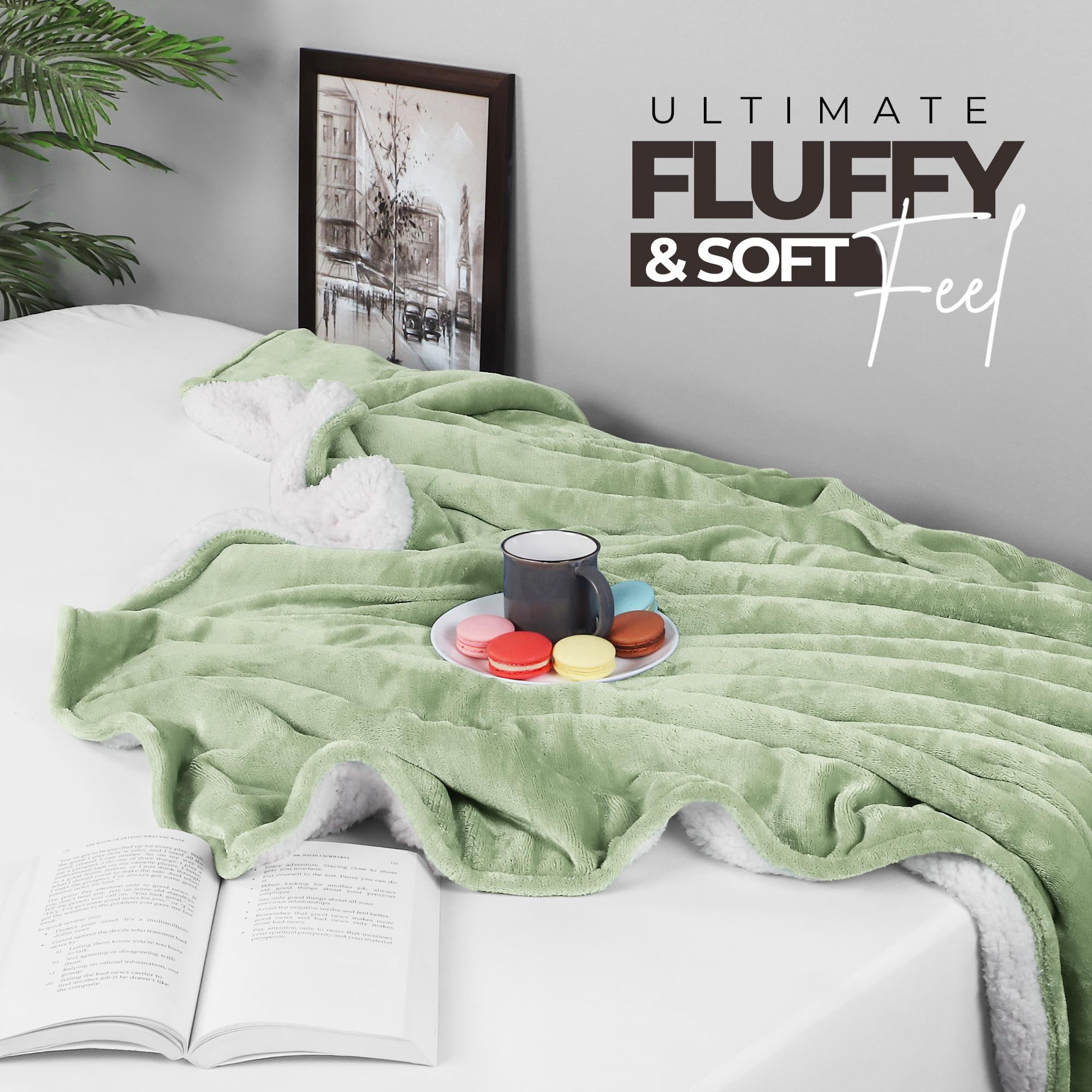 Foto 7 pulgar | Blanket Utopia Bedding Sherpa, Tamaño Completo, Color Verde Salvia, 228 X 213 Cm - Venta Internacional.