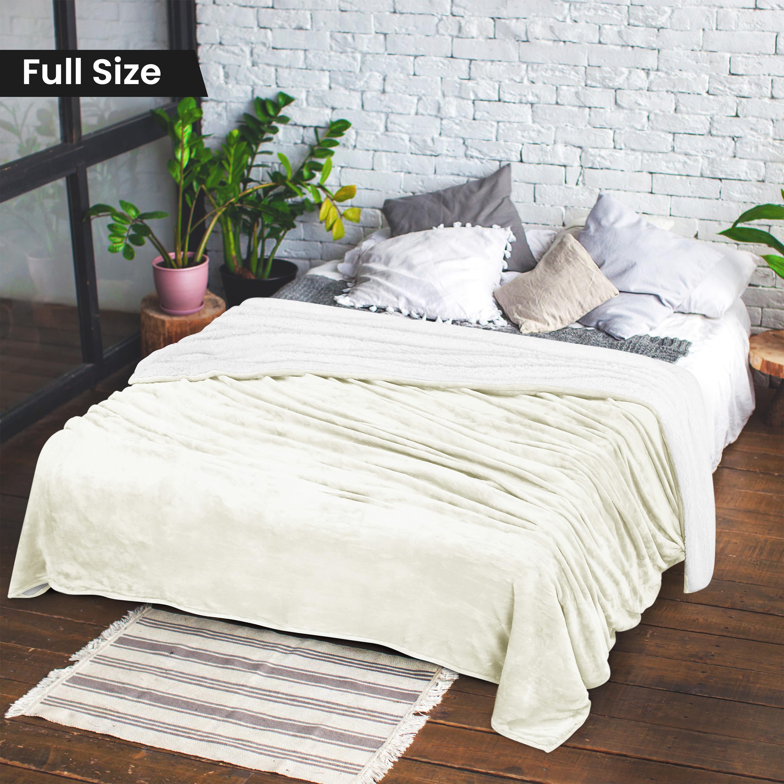 Foto 3 pulgar | Blanket Utopia Bedding Sherpa, Tamaño Completo, Color Marfil, 228 X 213 Cm - Venta Internacional.