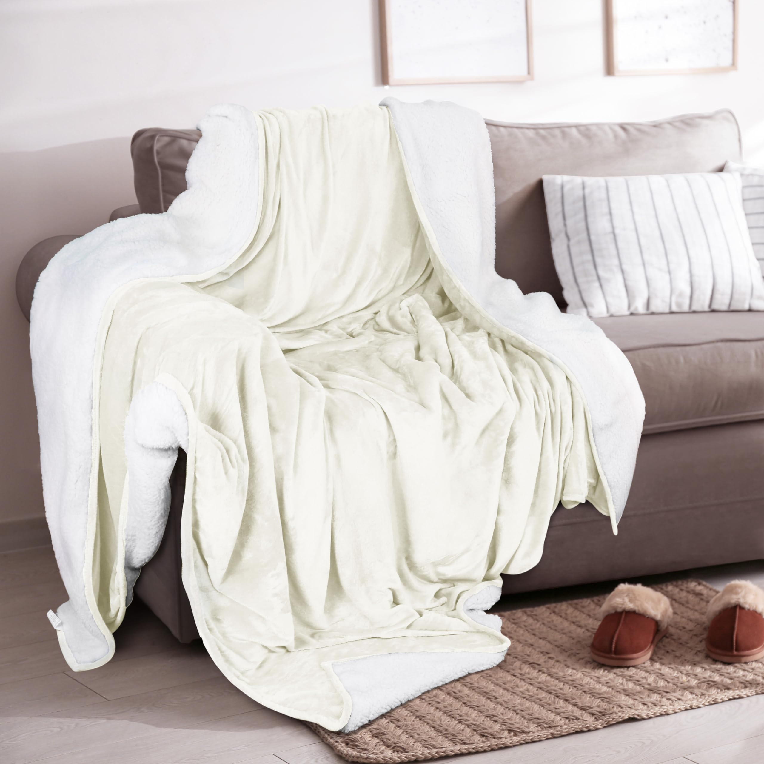 Foto 6 pulgar | Blanket Utopia Bedding Sherpa, Tamaño Completo, Color Marfil, 228 X 213 Cm - Venta Internacional.