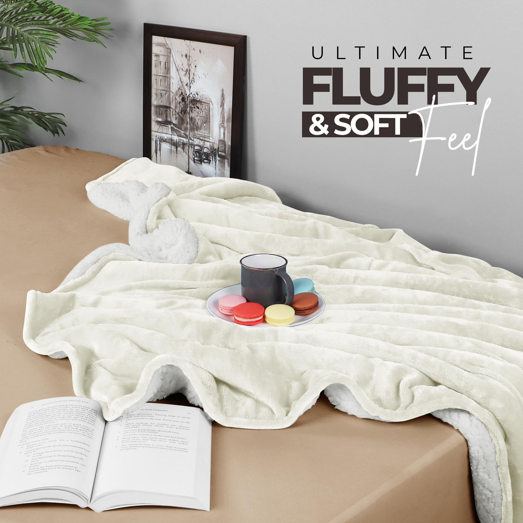 Foto 7 pulgar | Blanket Utopia Bedding Sherpa, Tamaño Completo, Color Marfil, 228 X 213 Cm - Venta Internacional.