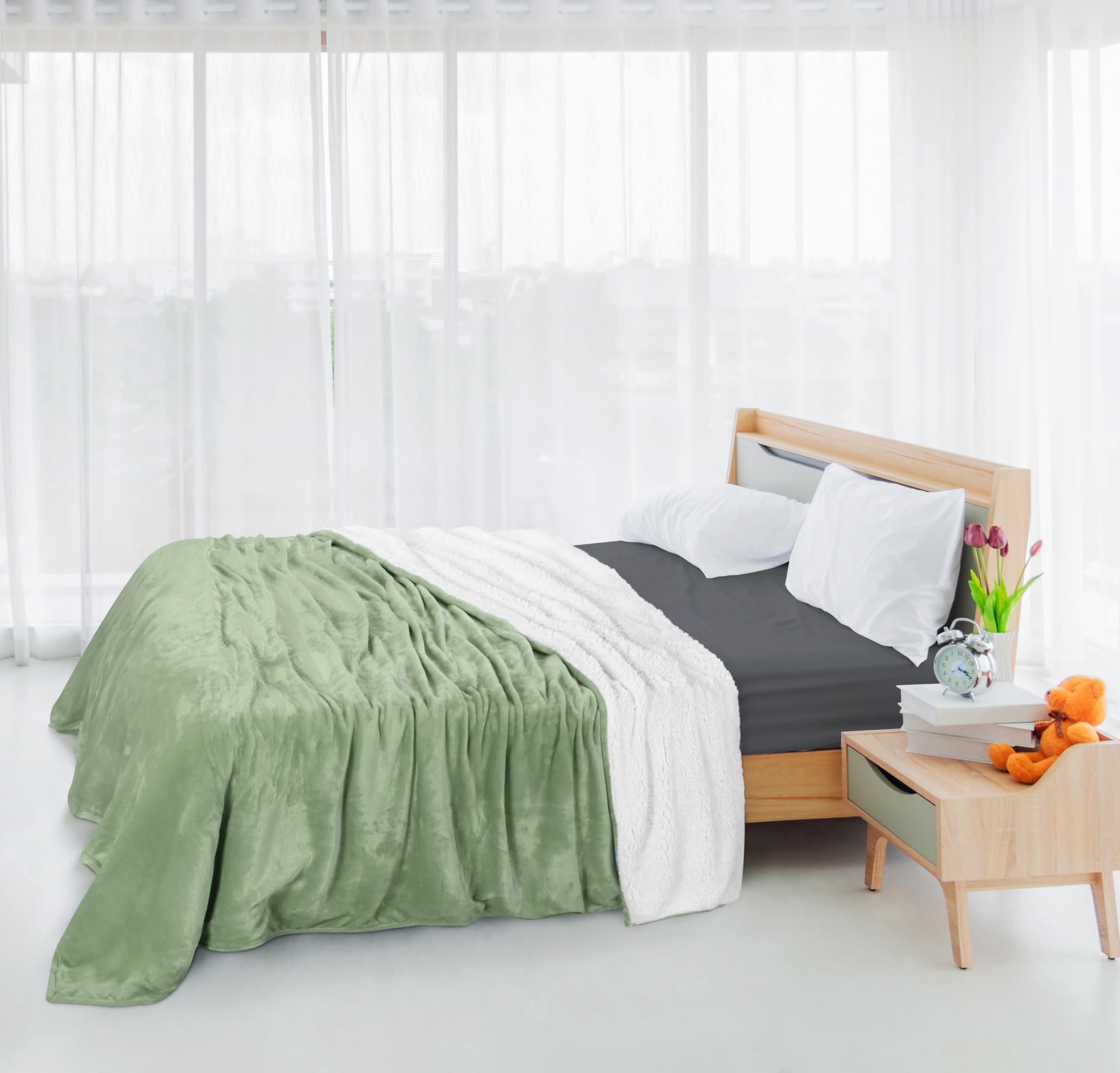 Foto 8 pulgar | Colcha Utopia Bedding Sherpa California King, Color Verde Salvia - Venta Internacional.