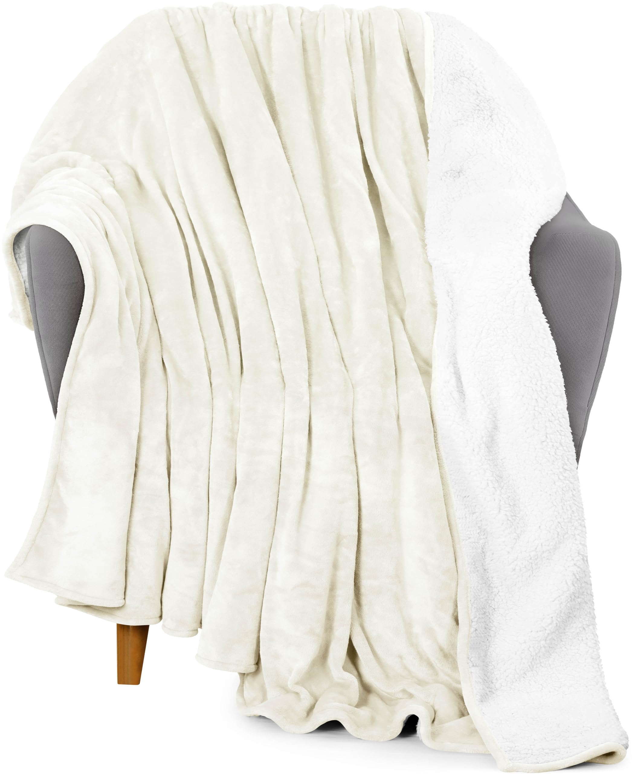 Colcha Sherpa Blanket Utopia Bedding, Tamaño Marfil, 127 X 152 Cm - Venta Internacional.