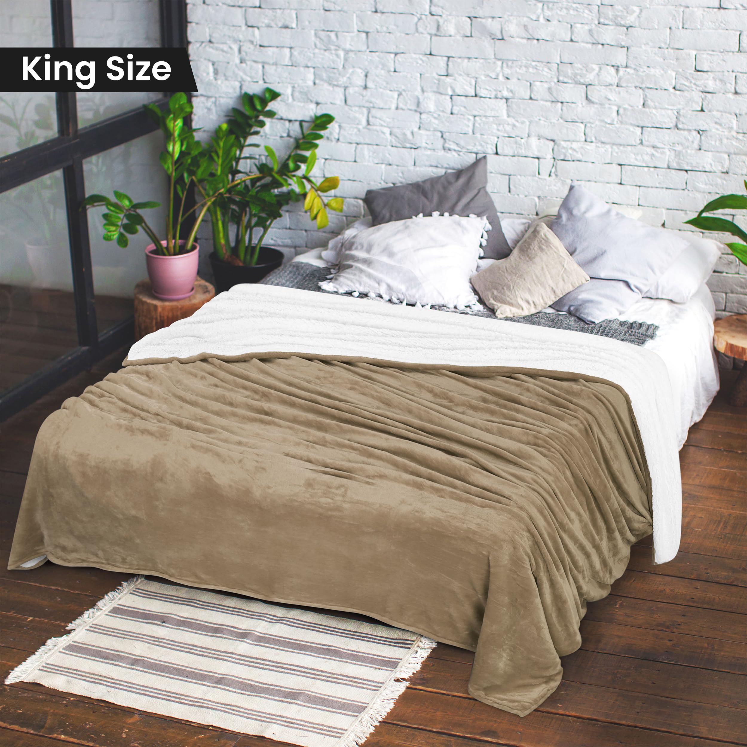 Foto 3 pulgar | Manta Utopia Bedding Sherpa King Size Camel 229 X 259 Cm - Venta Internacional.