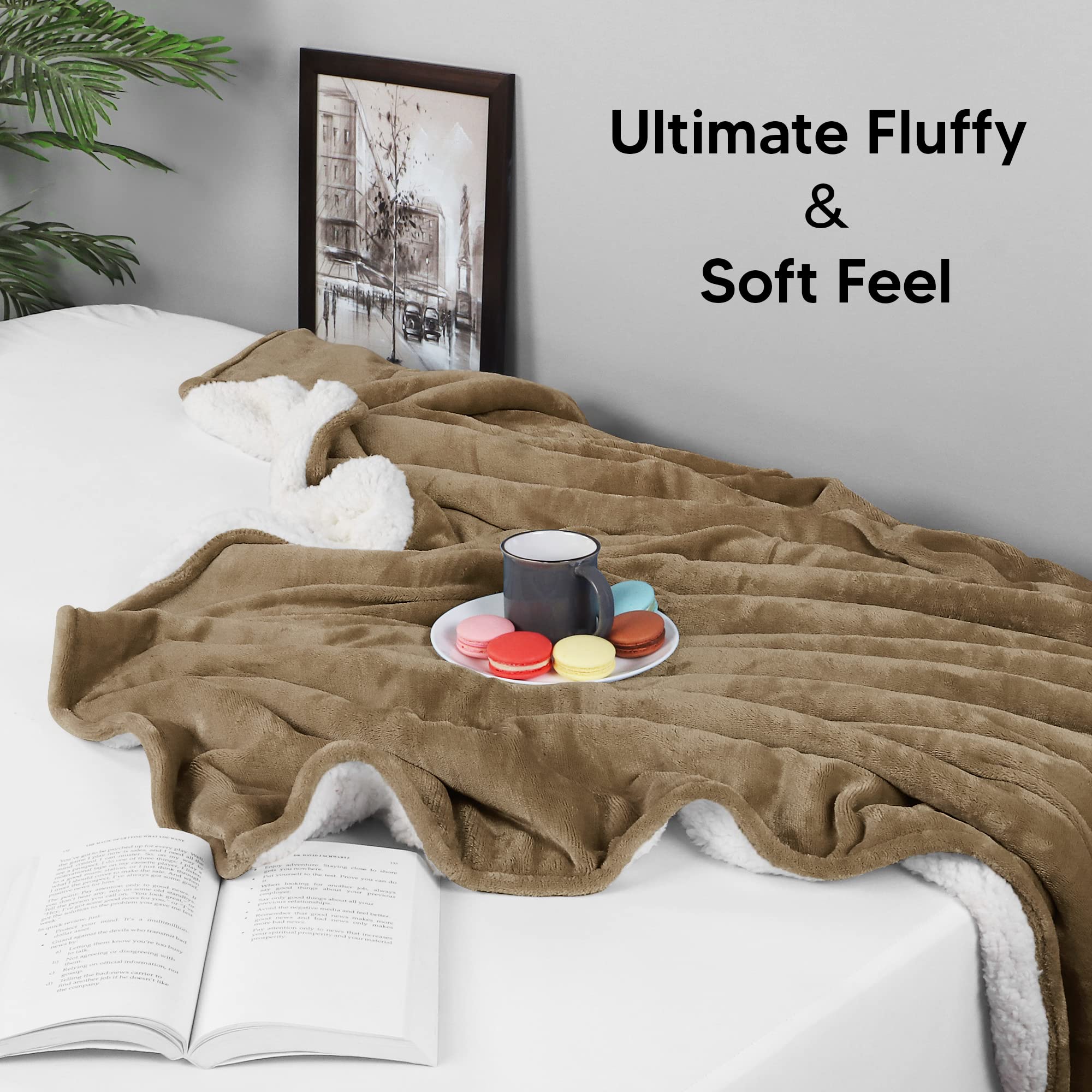 Foto 7 pulgar | Manta Utopia Bedding Sherpa King Size Camel 229 X 259 Cm - Venta Internacional.