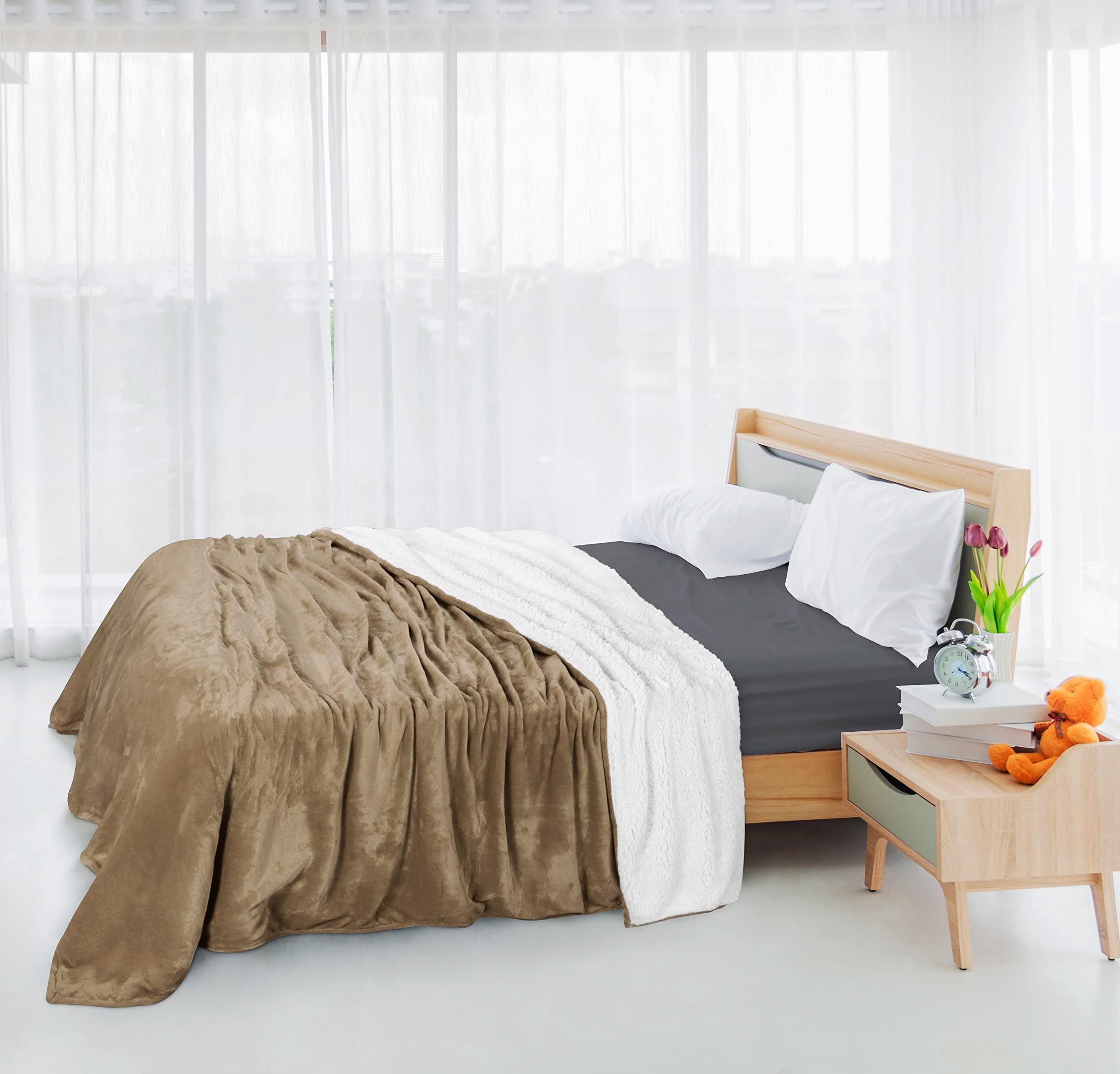 Foto 8 pulgar | Manta Utopia Bedding Sherpa King Size Camel 229 X 259 Cm - Venta Internacional.