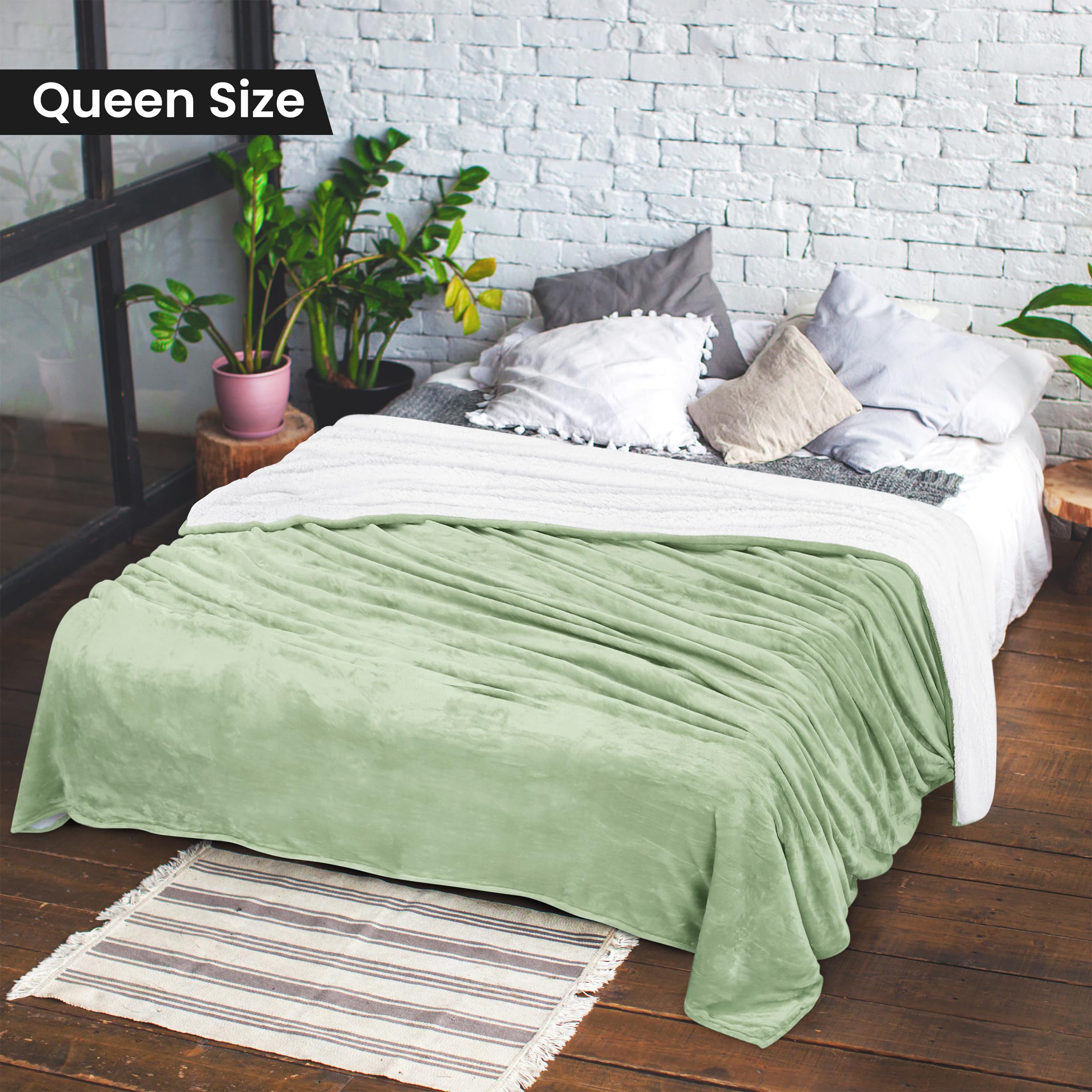 Foto 3 pulgar | Colcha Utopia, Cama Sherpa, Tamaño Queen, Color Verde Salvia, 230 X 230 Cm - Venta Internacional.