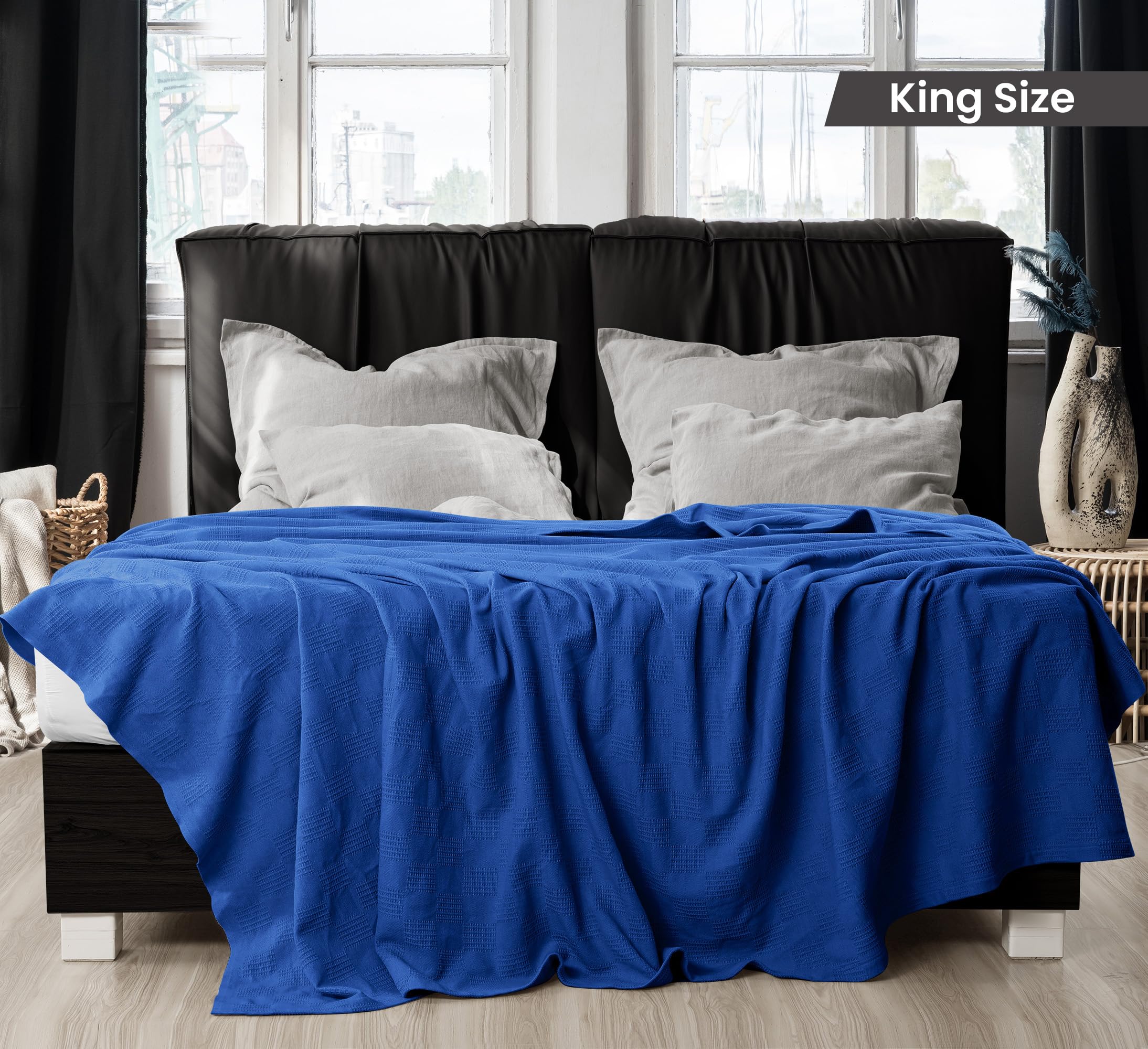 Foto 3 pulgar | Ropa De Cama Blanket Utopia, 100% Algodón, Tamaño King, Color Azul Real - Venta Internacional.