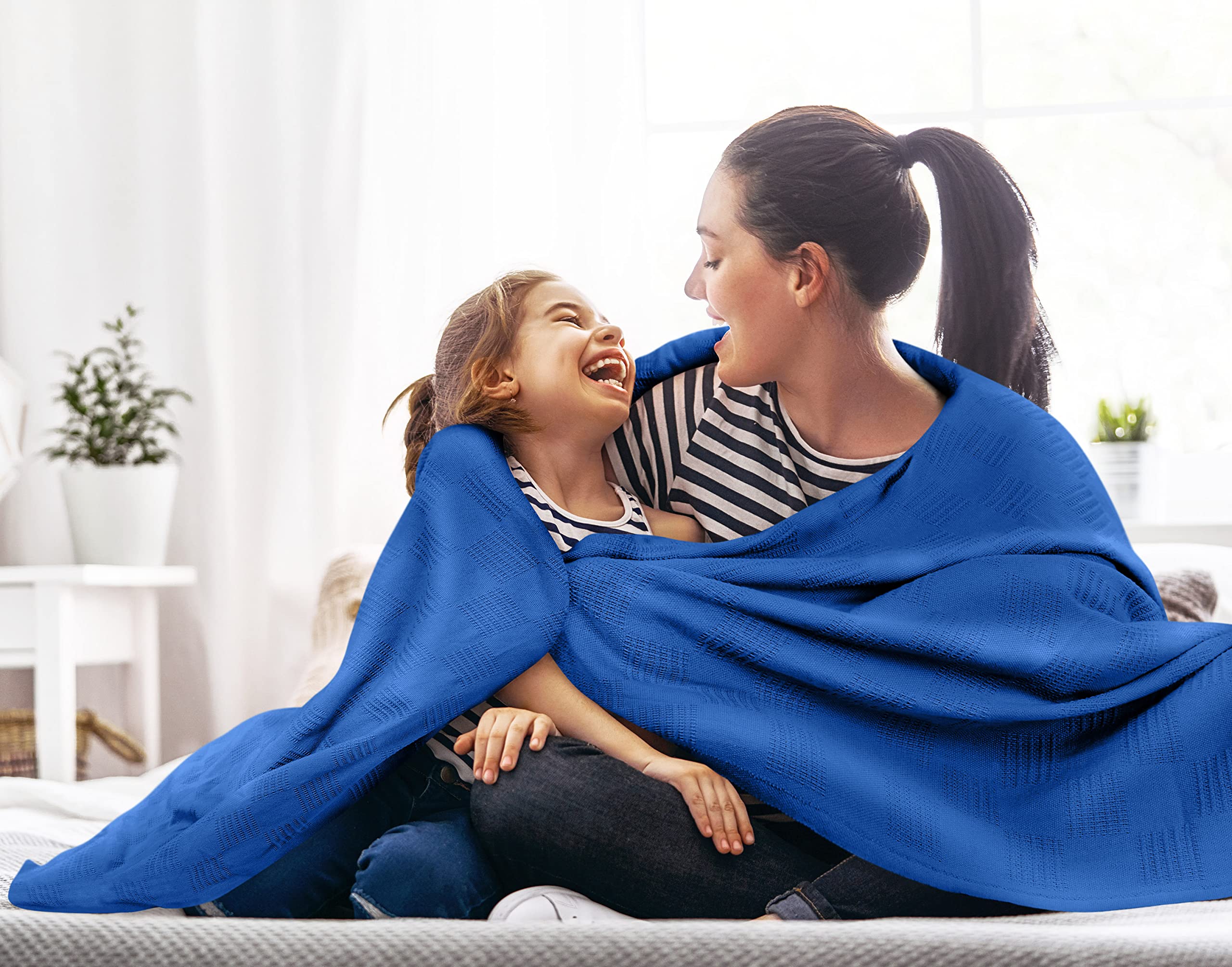 Foto 5 pulgar | Ropa De Cama Blanket Utopia, 100% Algodón, Tamaño King, Color Azul Real - Venta Internacional.