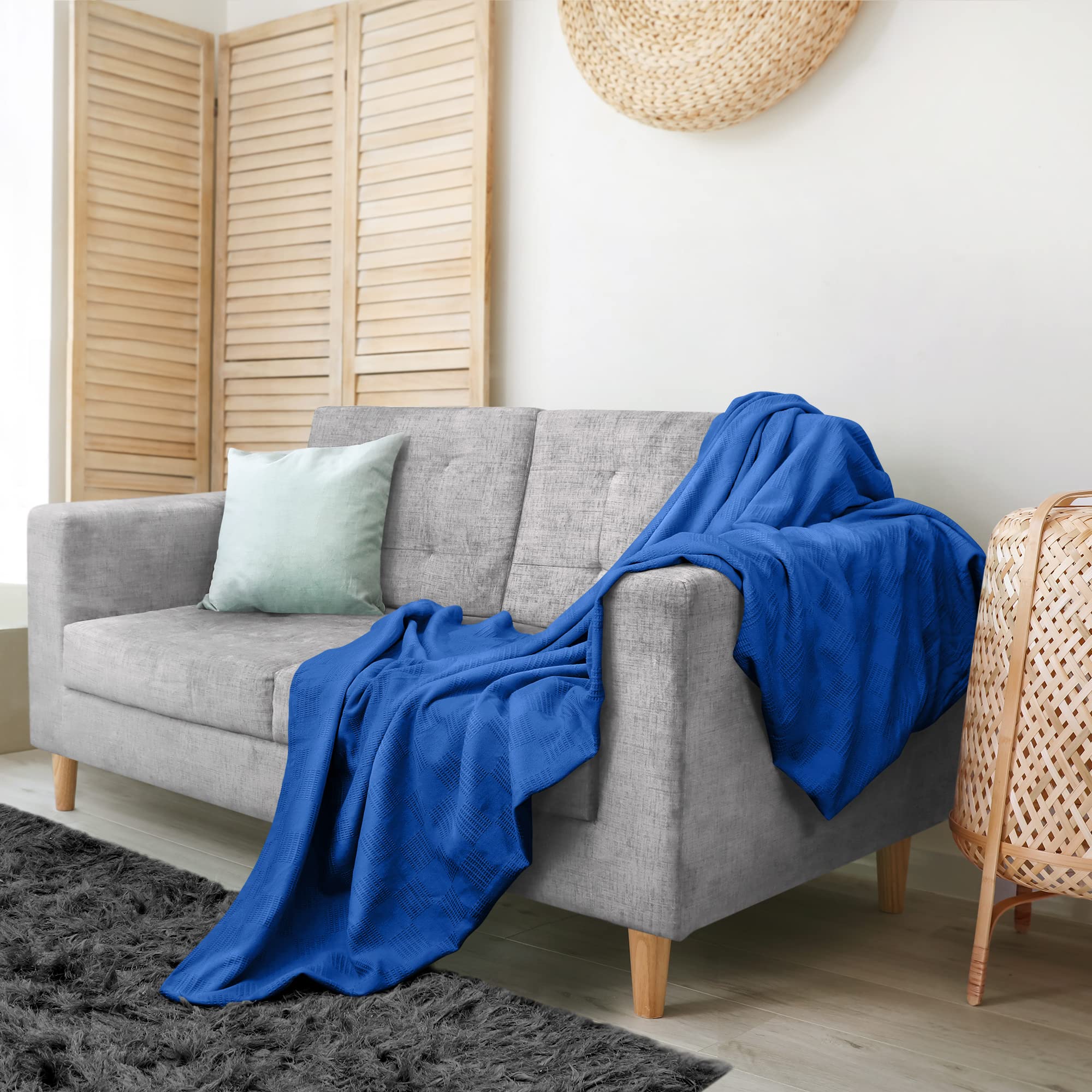 Foto 6 pulgar | Ropa De Cama Blanket Utopia, 100% Algodón, Tamaño King, Color Azul Real - Venta Internacional.