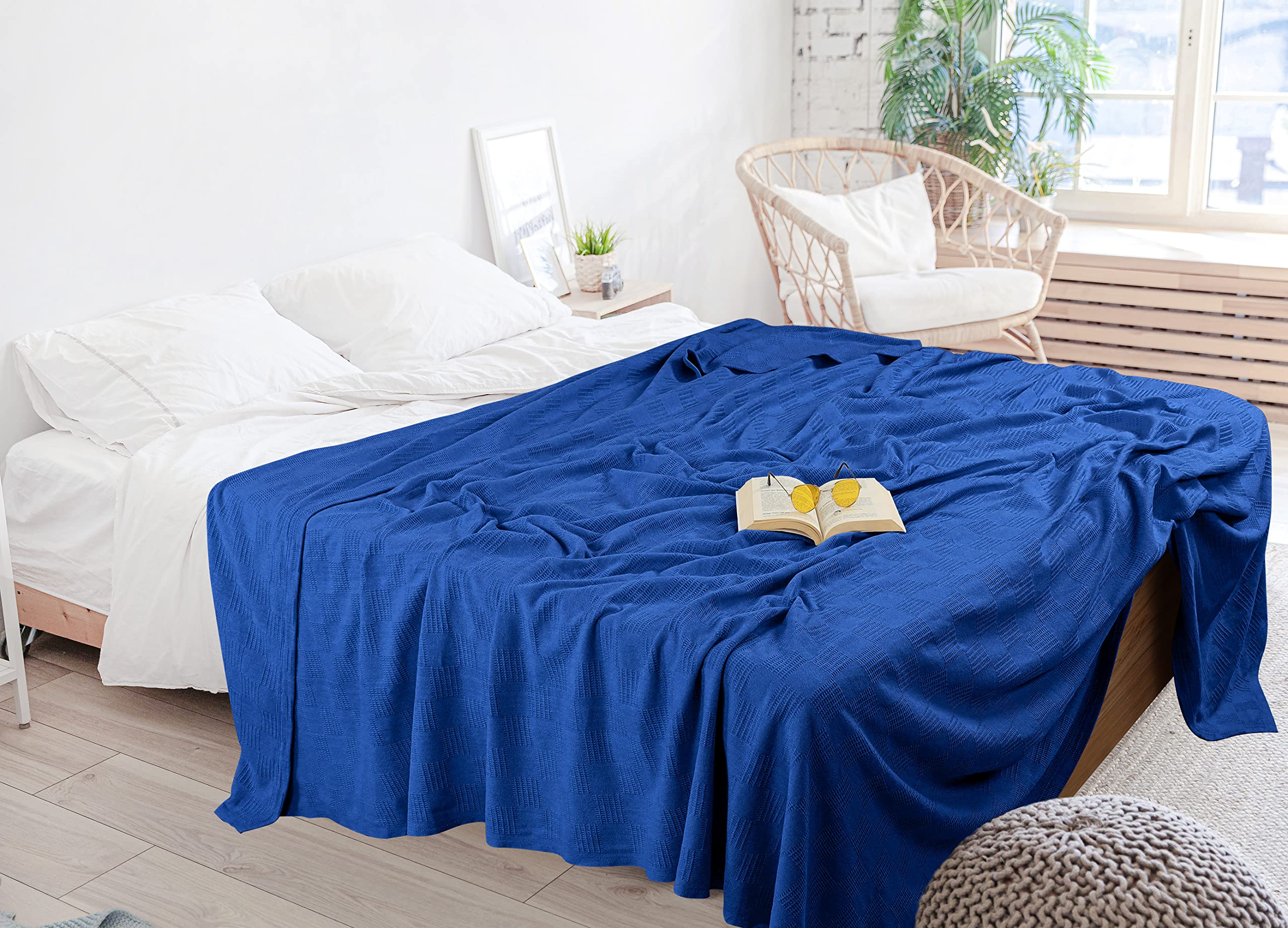 Foto 8 pulgar | Ropa De Cama Blanket Utopia, 100% Algodón, Tamaño King, Color Azul Real - Venta Internacional.