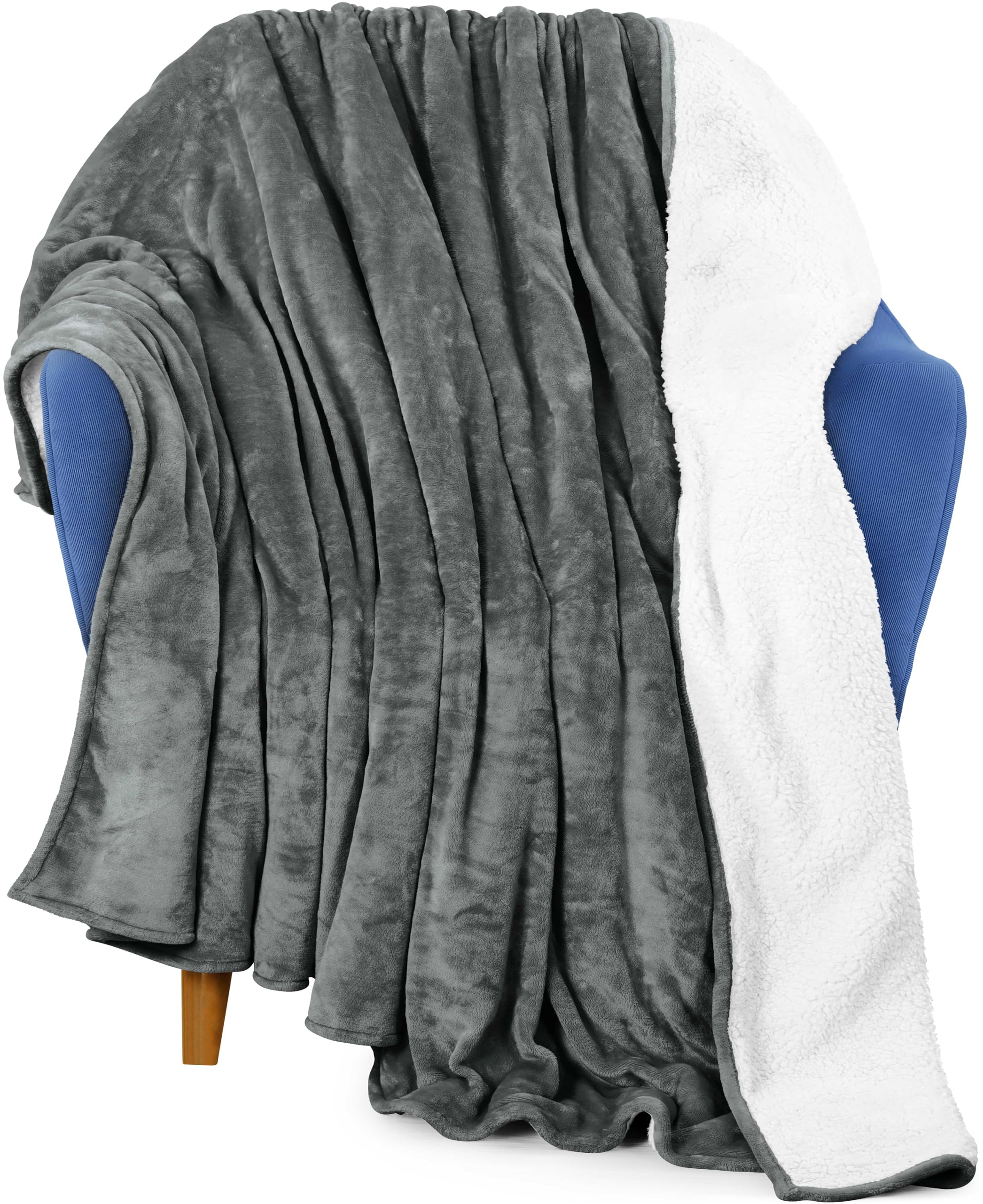 Colcha Sherpa Blanket Utopia Bedding, Tamaño 127 X 152 Cm, Gris - Venta Internacional.