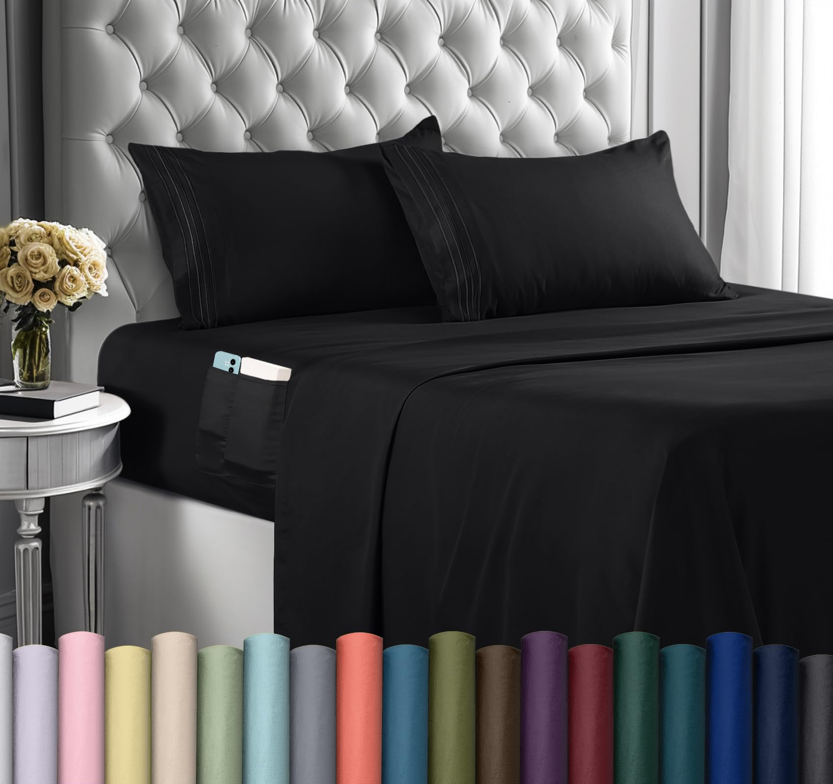 Foto 2 pulgar | Juego De Sábanas Utopia Bedding Queen Soft De Microfibra, 4 Piezas, Color Negro - Venta Internacional.